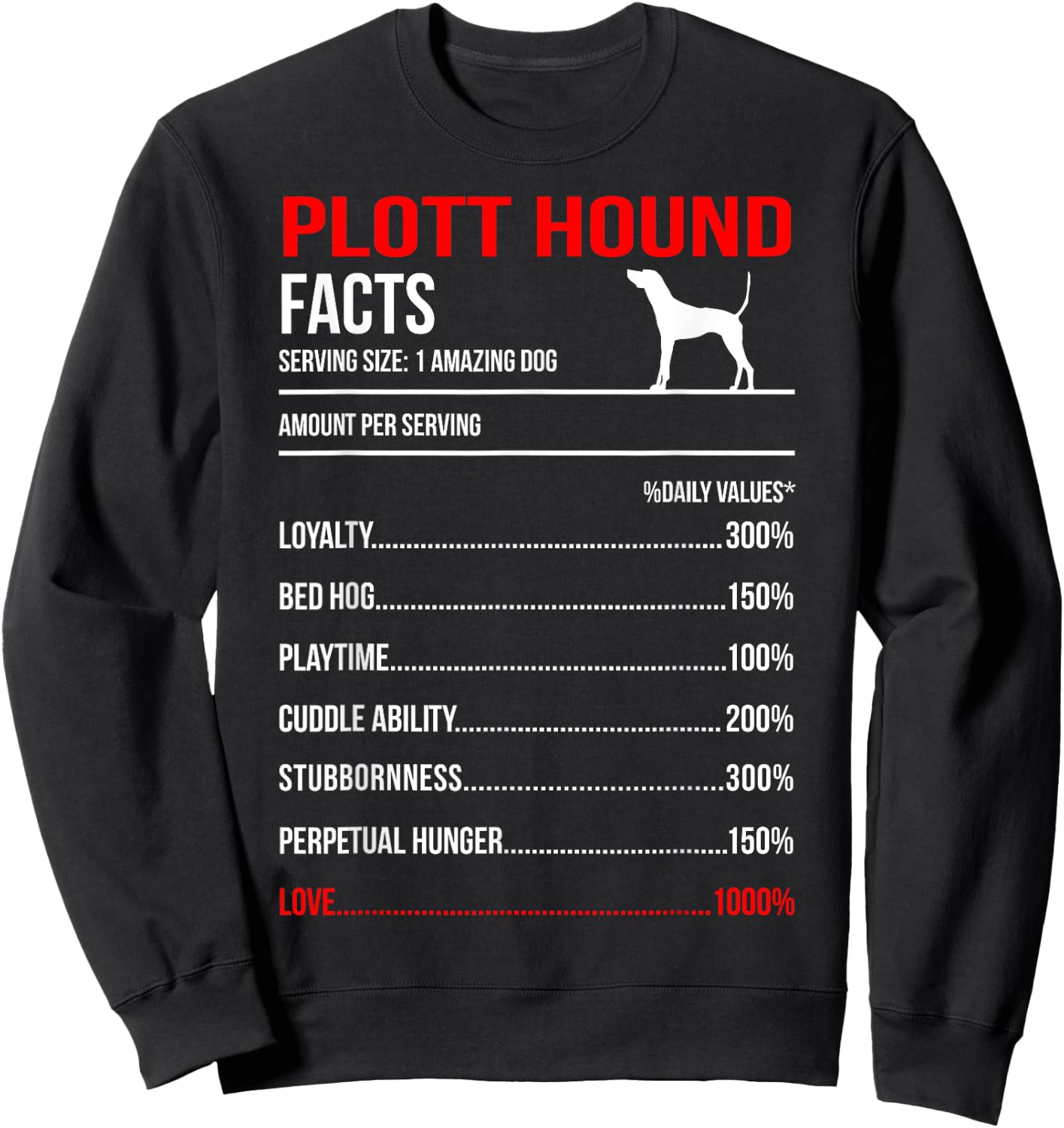 Plott hound Facts Dog Breed Lover Owner Sweatshirt - Sweatshirt | Black