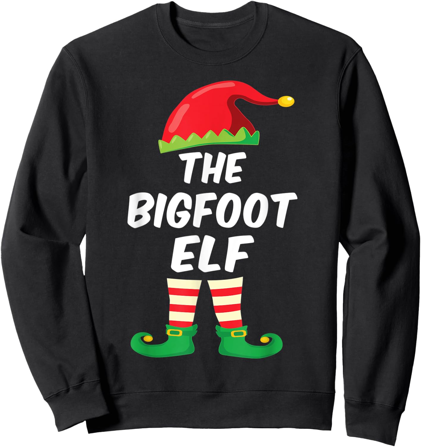 The Bigfoot Elf Family Matching Funny Christmas Costume Sweatshirt - Sweatshirt | Black