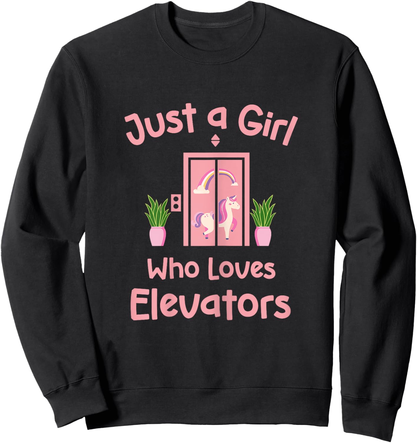 Just A Girl Who Loves Elevators Cute Distracted By Elevator Sweatshirt - Sweatshirt | Black