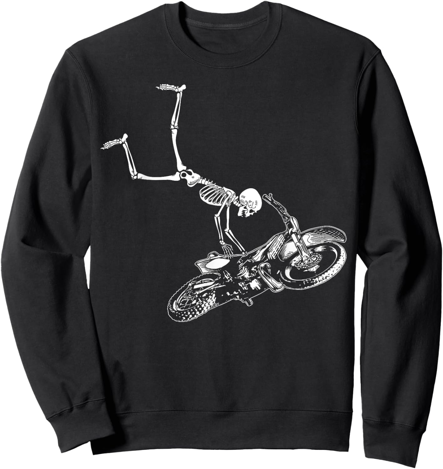 Funny Skeleton riding dirt bike men motocross biking Sweatshirt - Sweatshirt | Black