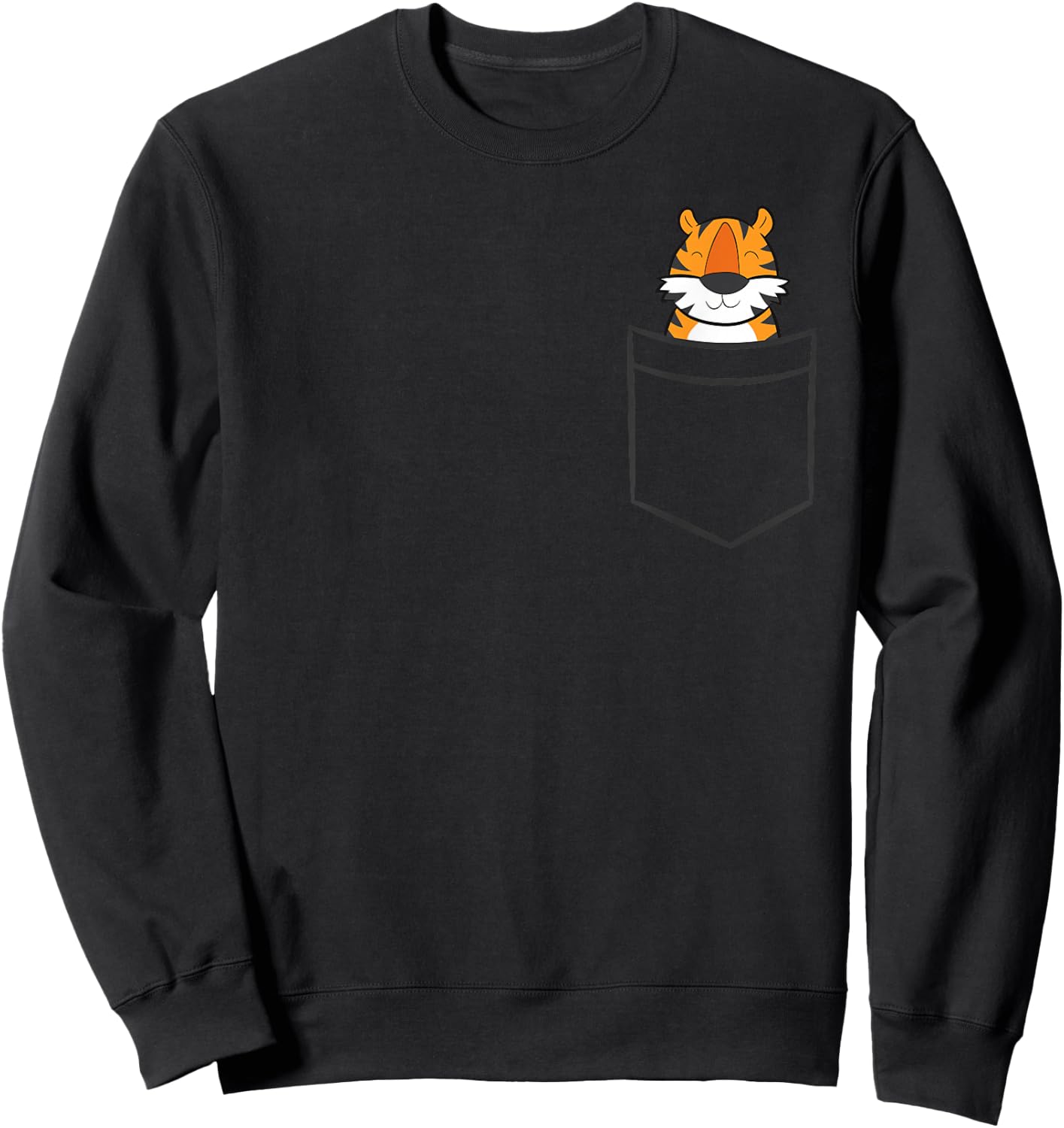Tiger In a Pocket Cute Pocket Tiger Sweatshirt - Sweatshirt | Black