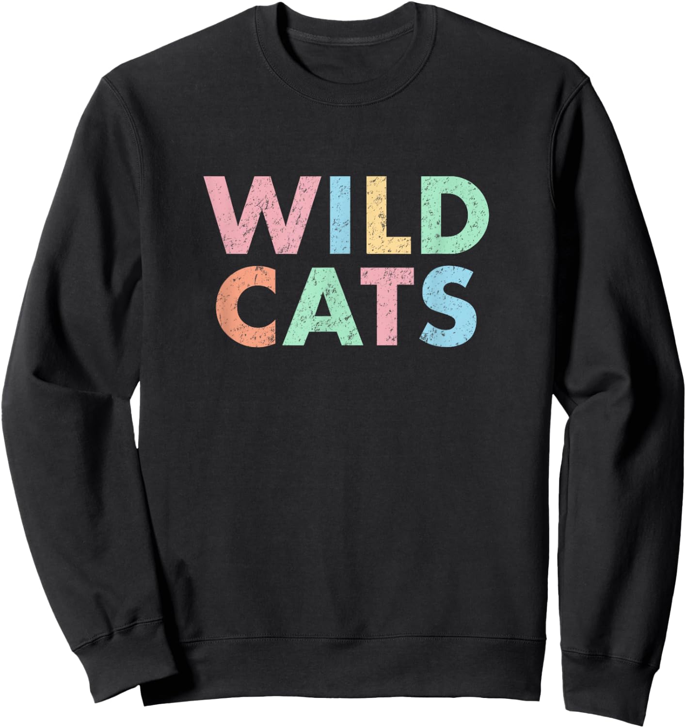 Wildcats Colorful School Sports Spirit Mascot Retro Wild Cat Sweatshirt - Sweatshirt | Black