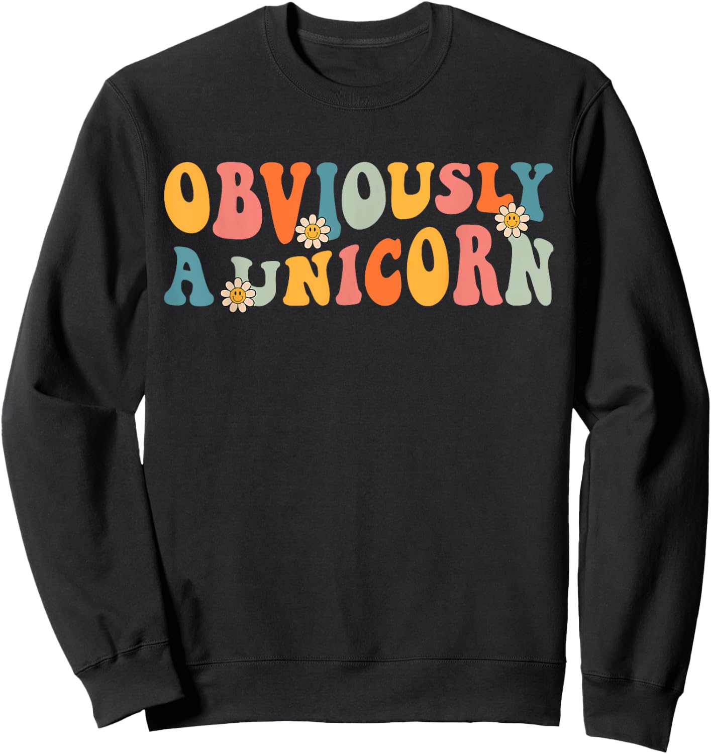 Obviously A Unicorn Retro Groovy Unicorn Squad Security Sweatshirt - Sweatshirt | Black