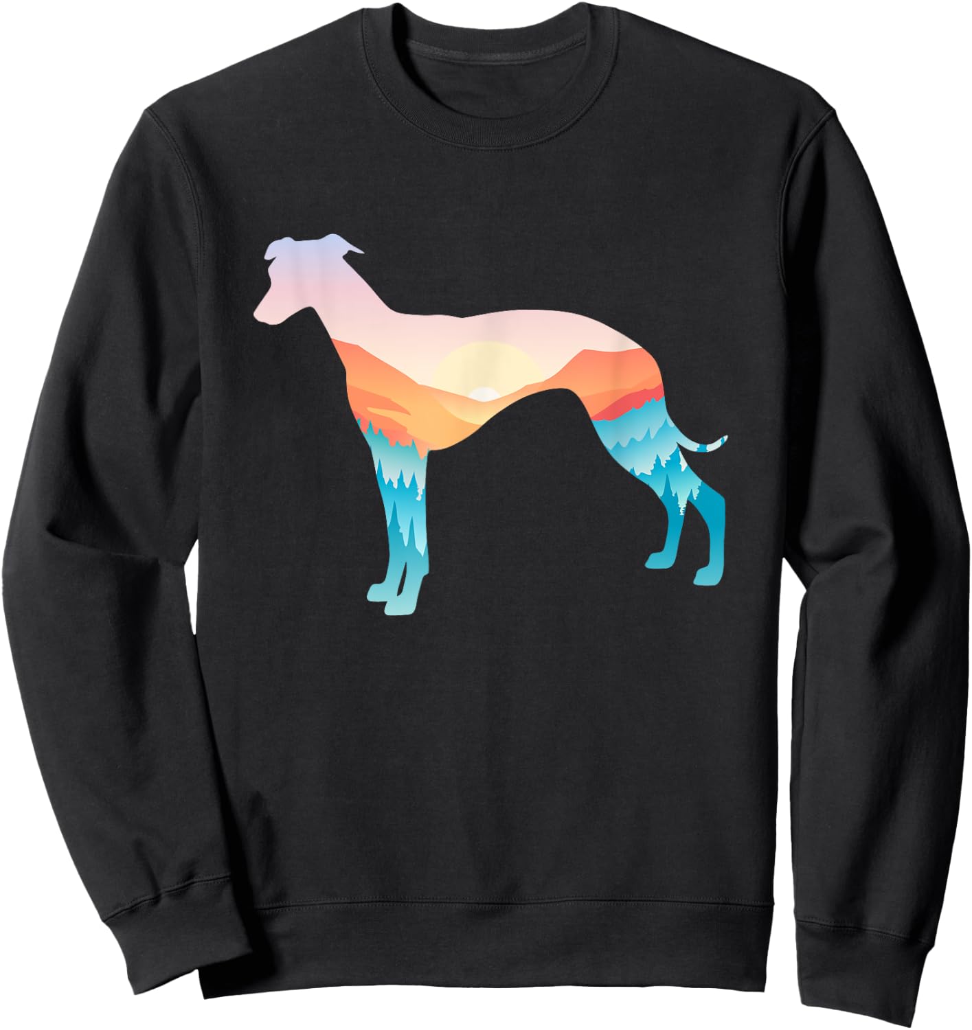Whippet Nature Hiking Dog Sunrise Adventure Sweatshirt - Sweatshirt | Black