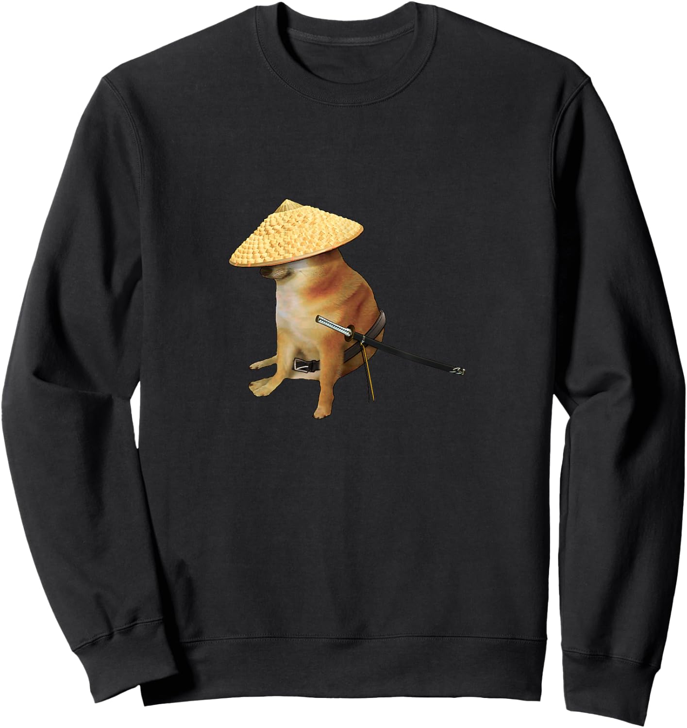Cheems Samurai Epic Iconic Meme Shiba Inu Doge Bonk Sweatshirt - Sweatshirt | Black
