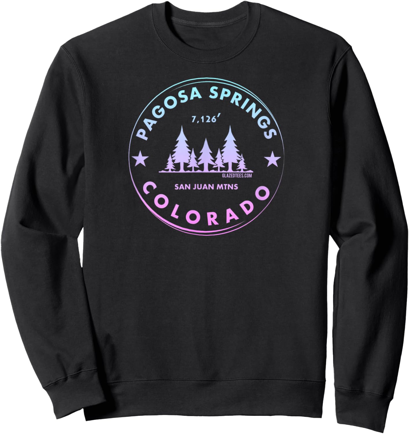 Pagosa Springs Colorado Mountain Town - Retro Mtn Forest Sweatshirt - Sweatshirt | Black