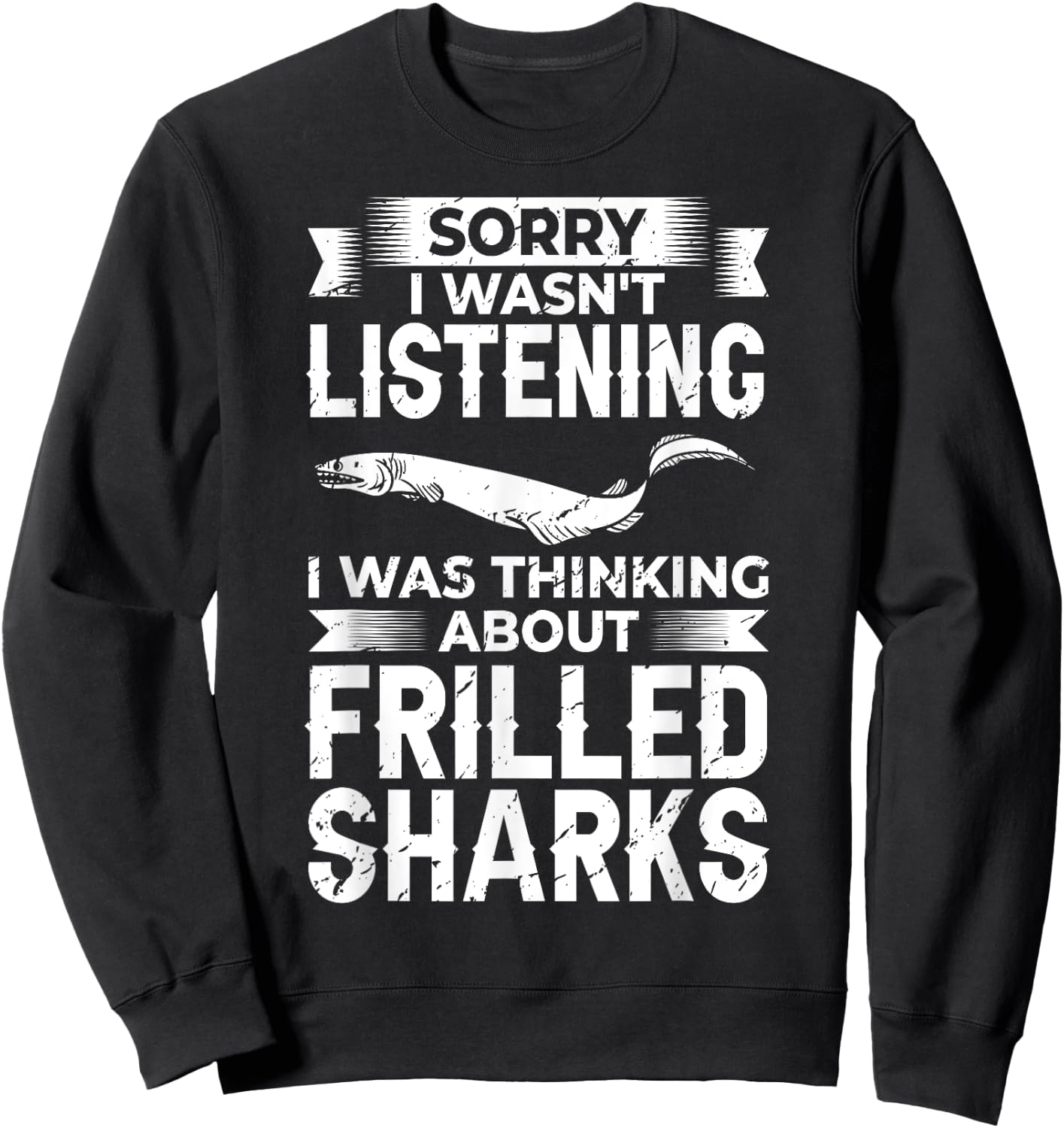 Frilled Shark Animal Tooth Funny Ocean Sweatshirt - Sweatshirt | Black