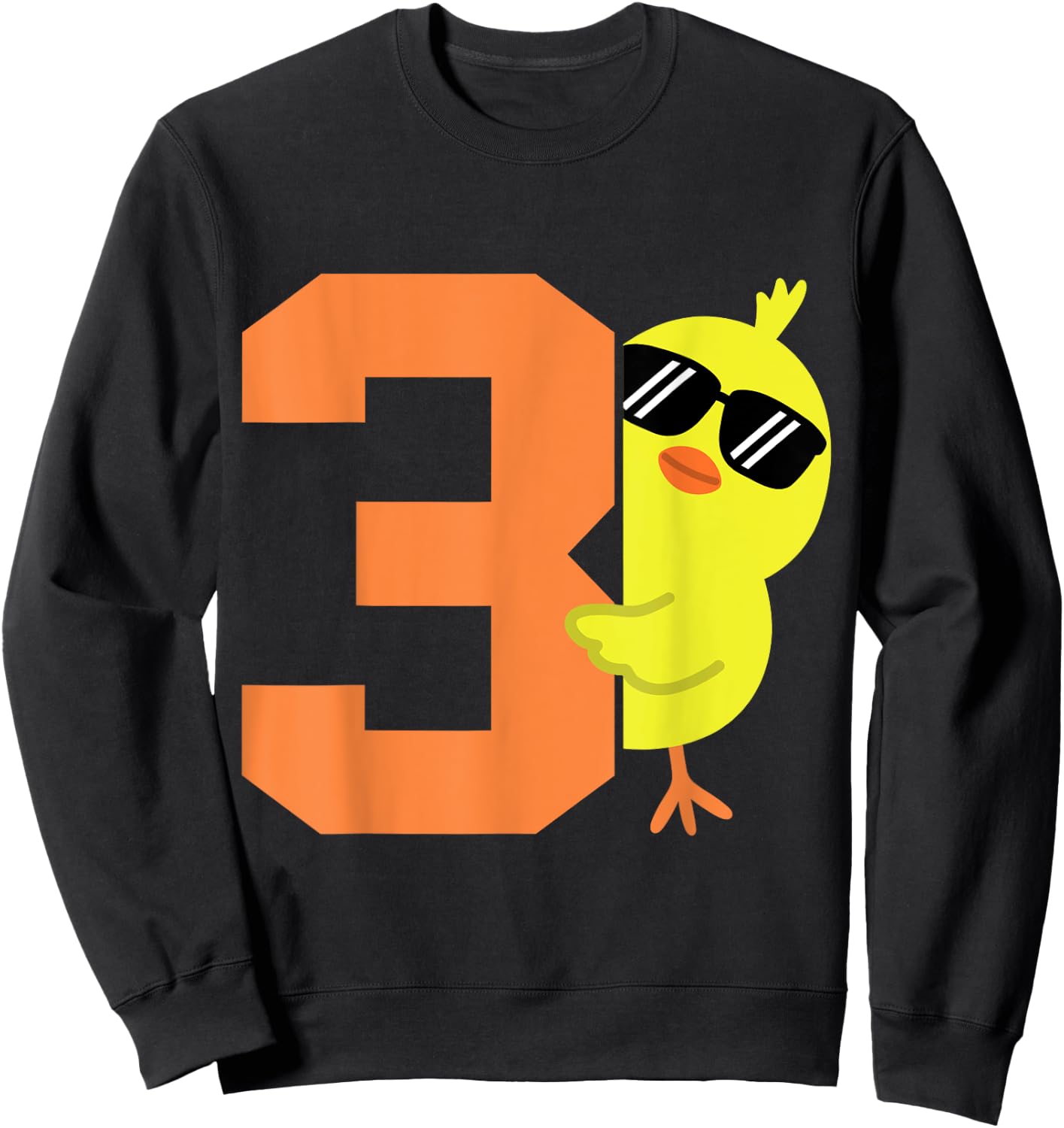 Kids 3rd Birthday Chicken Themed Cute 3 Year Old Boys Chick Sweatshirt - Sweatshirt | Black