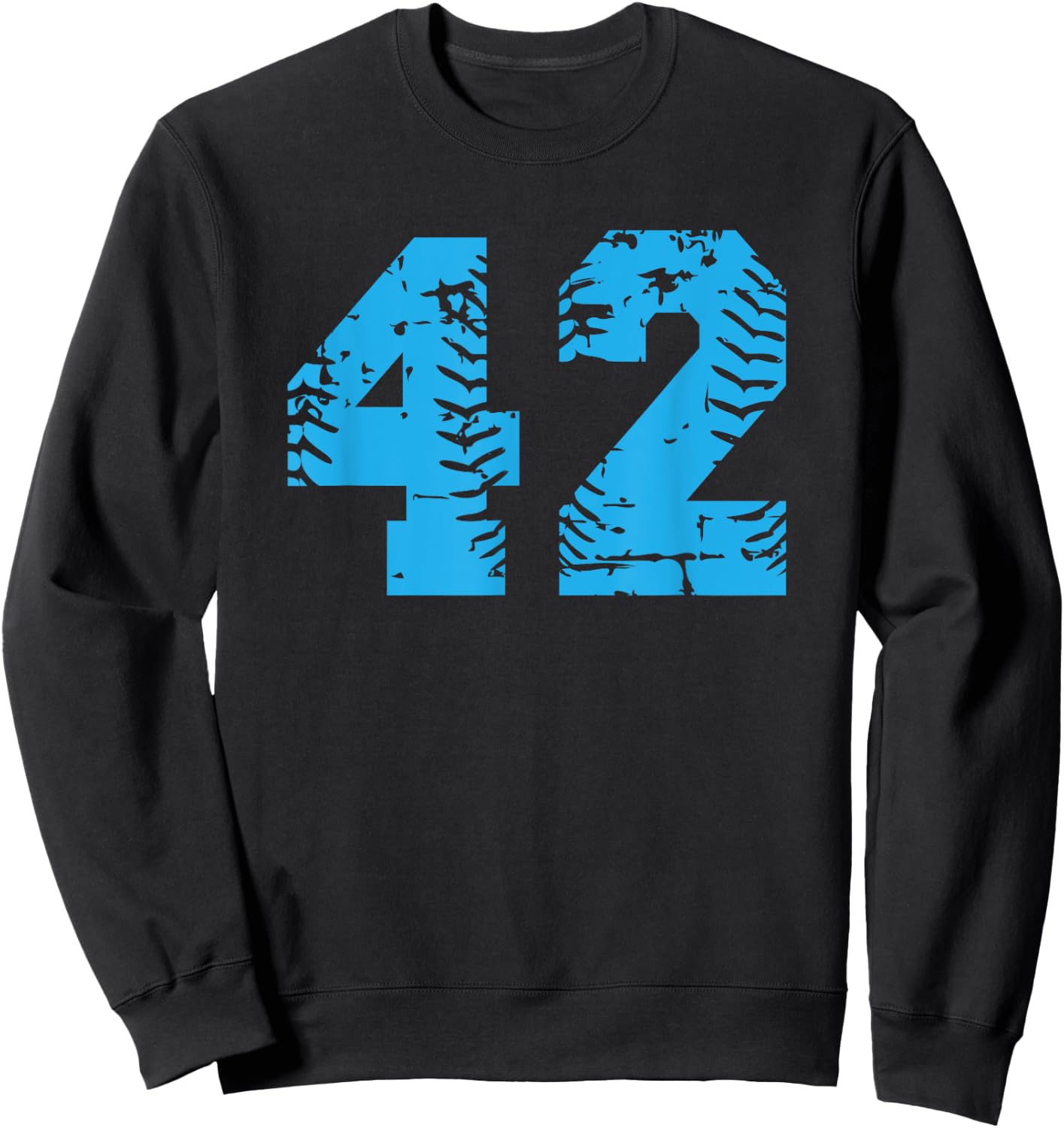 Number #42 Baseball Softball Blue Vintage Number Sweatshirt - Sweatshirt | Black