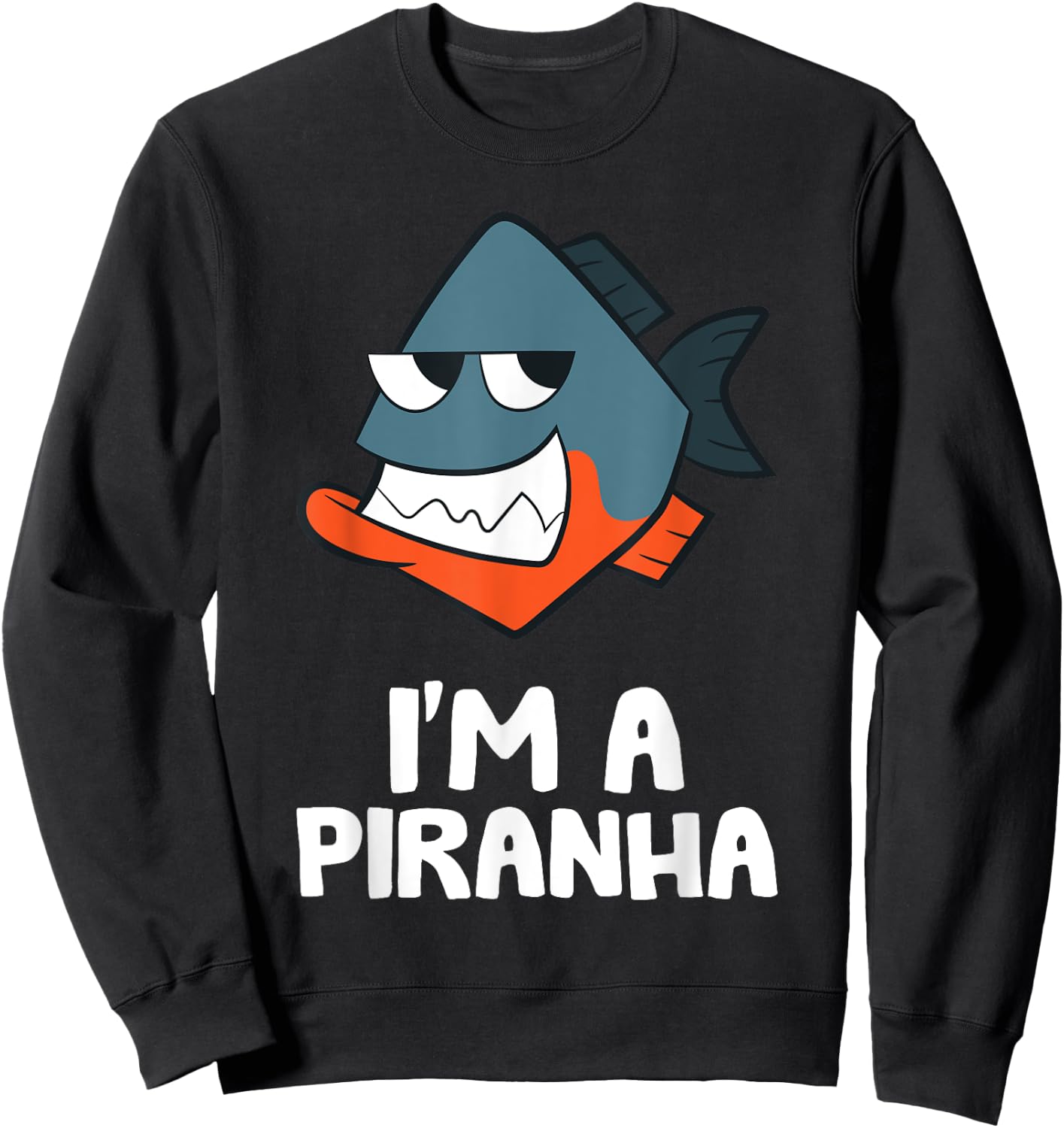 Funny Piranha Fish Gifts I'm A Piranha Kawaii Piranha Fish Drawing -Kids Black Small Sweatshirt - Sweatshirt | Black
