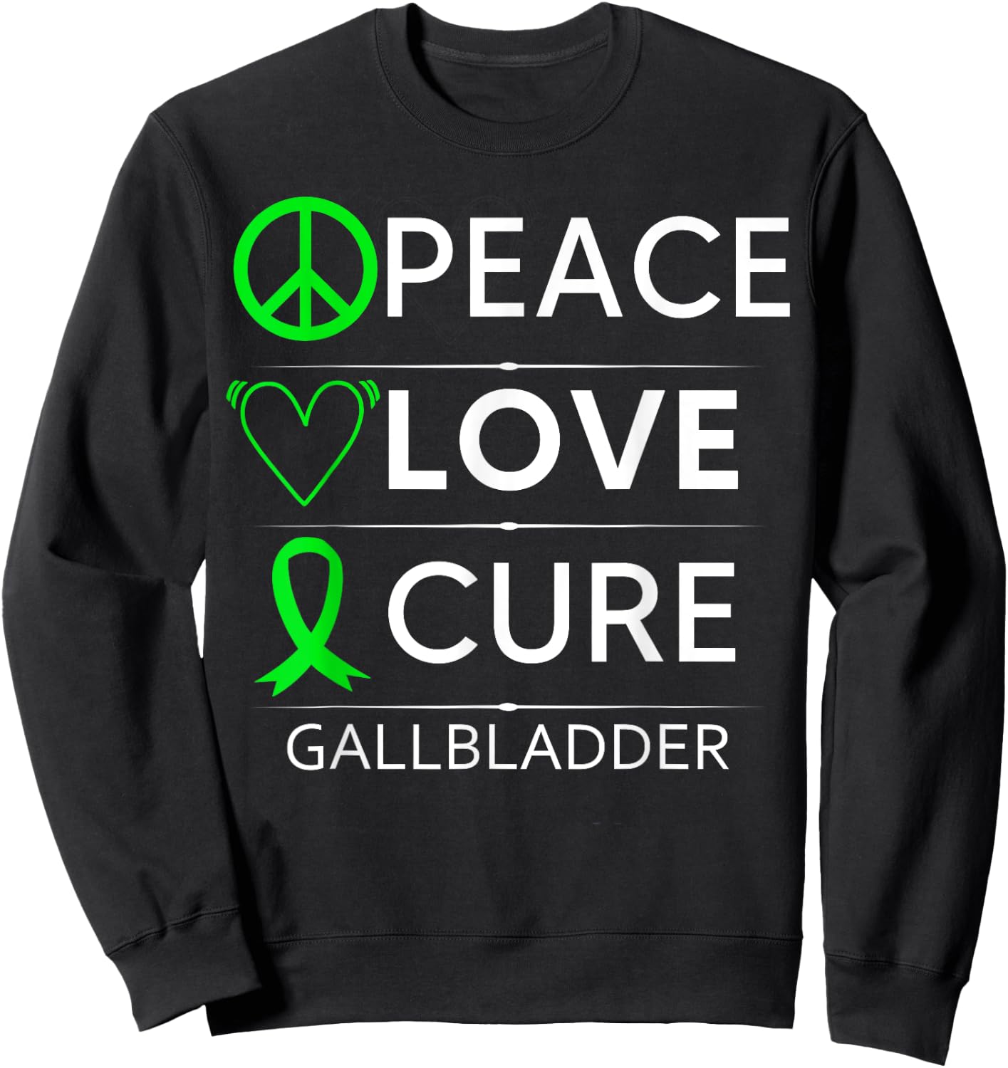 Gallbladder Awareness Gallstones Removal Green Ribbon Sweatshirt - Sweatshirt | Black
