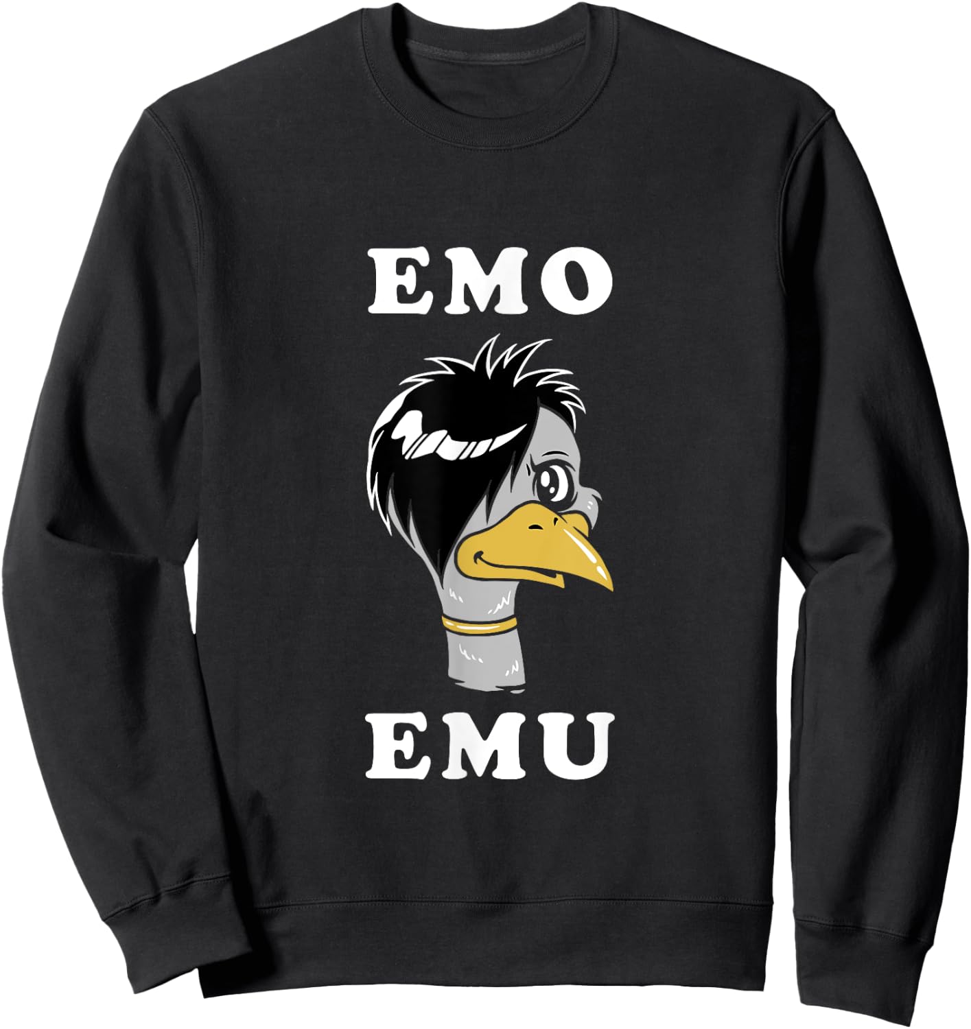 Emo Emu Funny Metal Gothic Emu Bird Sweatshirt - Sweatshirt | Black