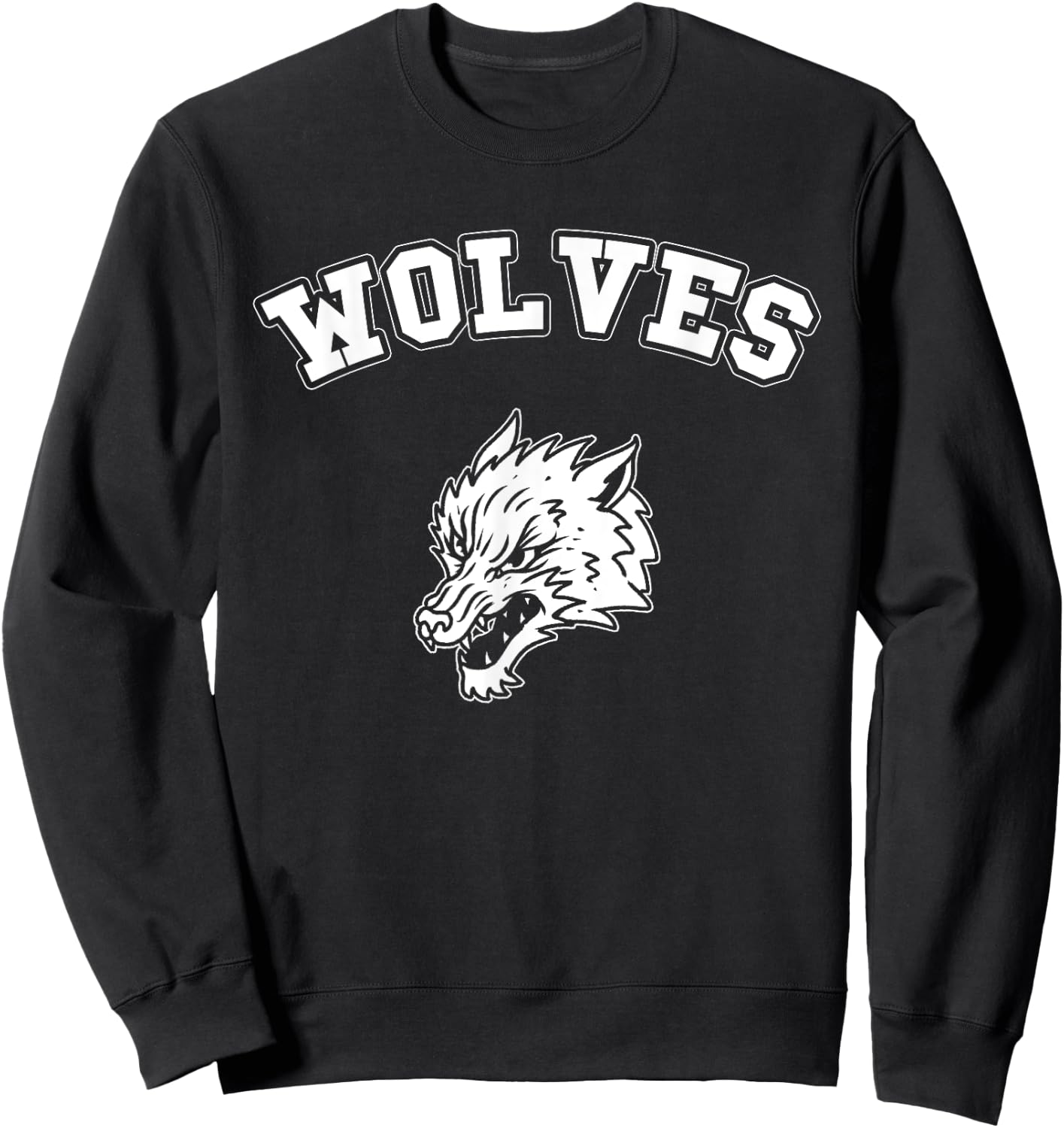 Wolves Team Vintage Sports Football Baseball Wolf College Sweatshirt - Sweatshirt | Black