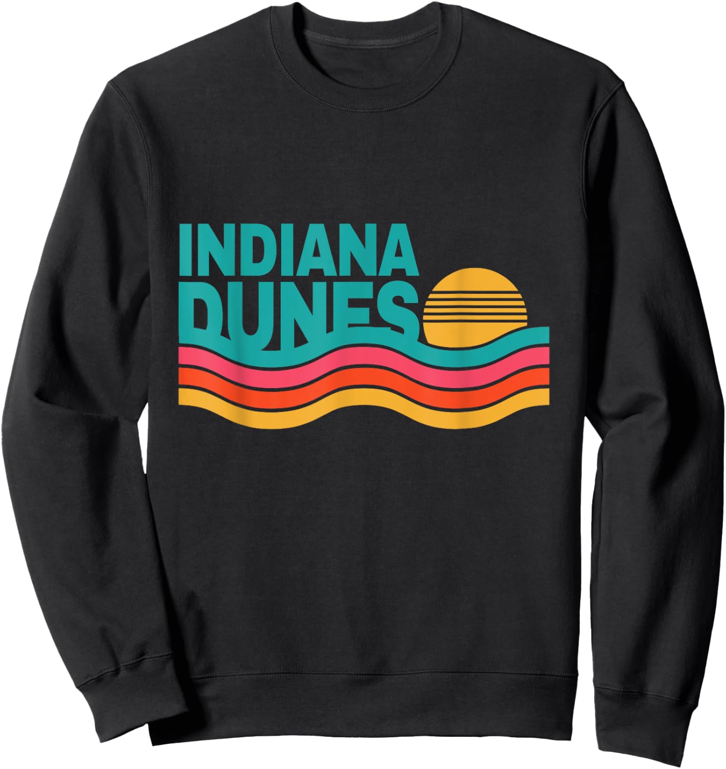 Vintage Indiana Dunes National Park Retro 70s 80s Sunset Sweatshirt - Sweatshirt | Black