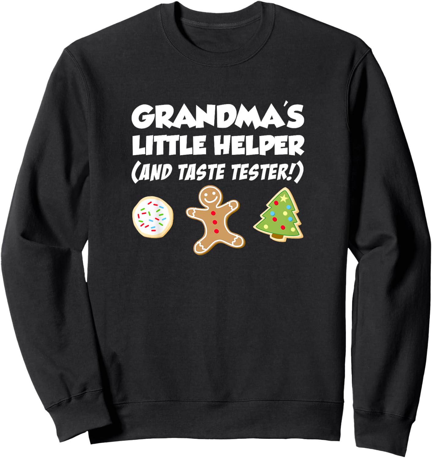 Kids Grandma's Little Helper Christmas Cookie Baking Sweatshirt - Sweatshirt | Black