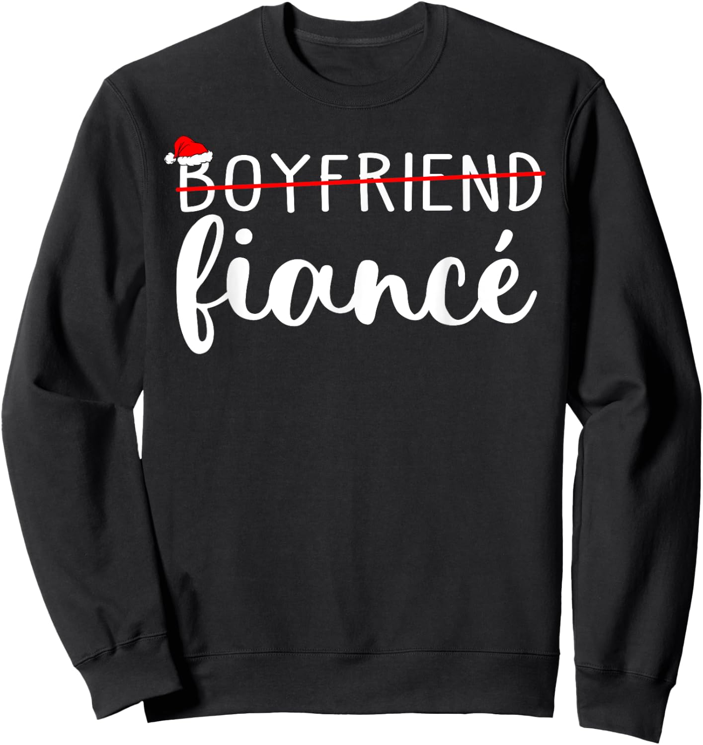 Fiance Fiancee Engaged Couples Matching Christmas Pajama Sweatshirt - Sweatshirt | Black