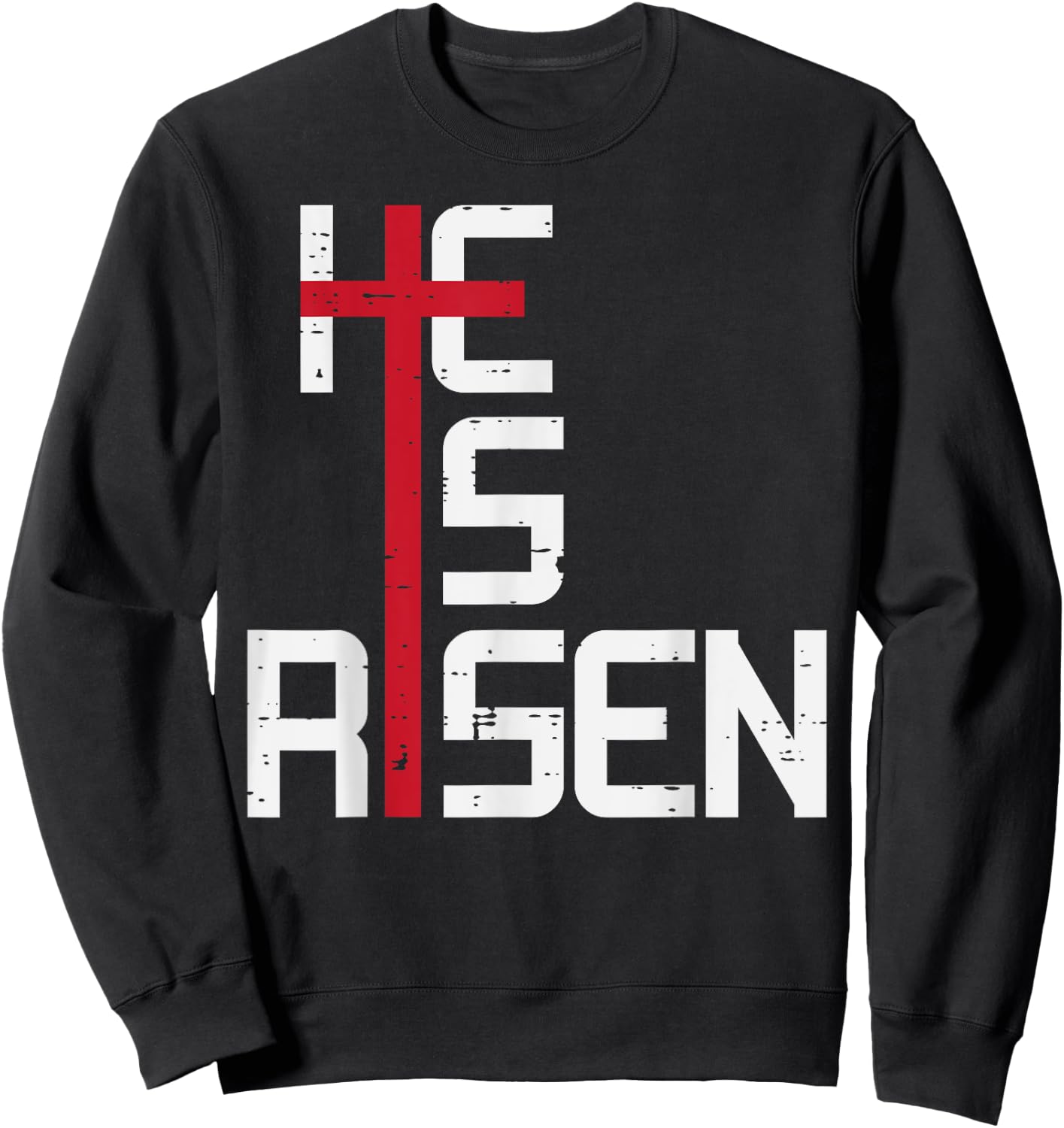 He Is Risen Cross Jesus Easter Christian Religious Men Teens Sweatshirt - Sweatshirt | Black