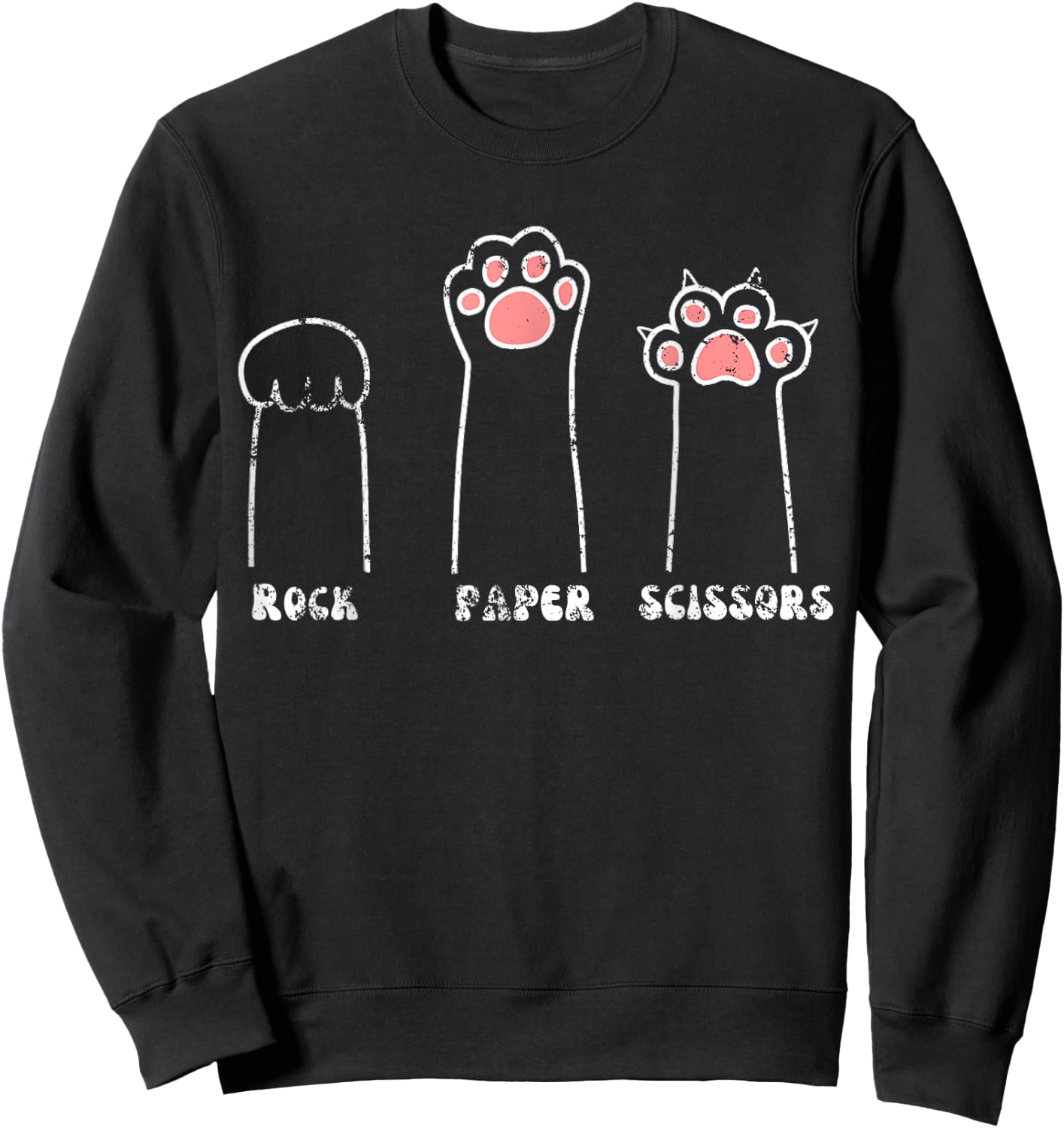 Rock Paper Scissors Hand Game Cute Paw Pet Lover Funny Cat Sweatshirt - Sweatshirt | Black