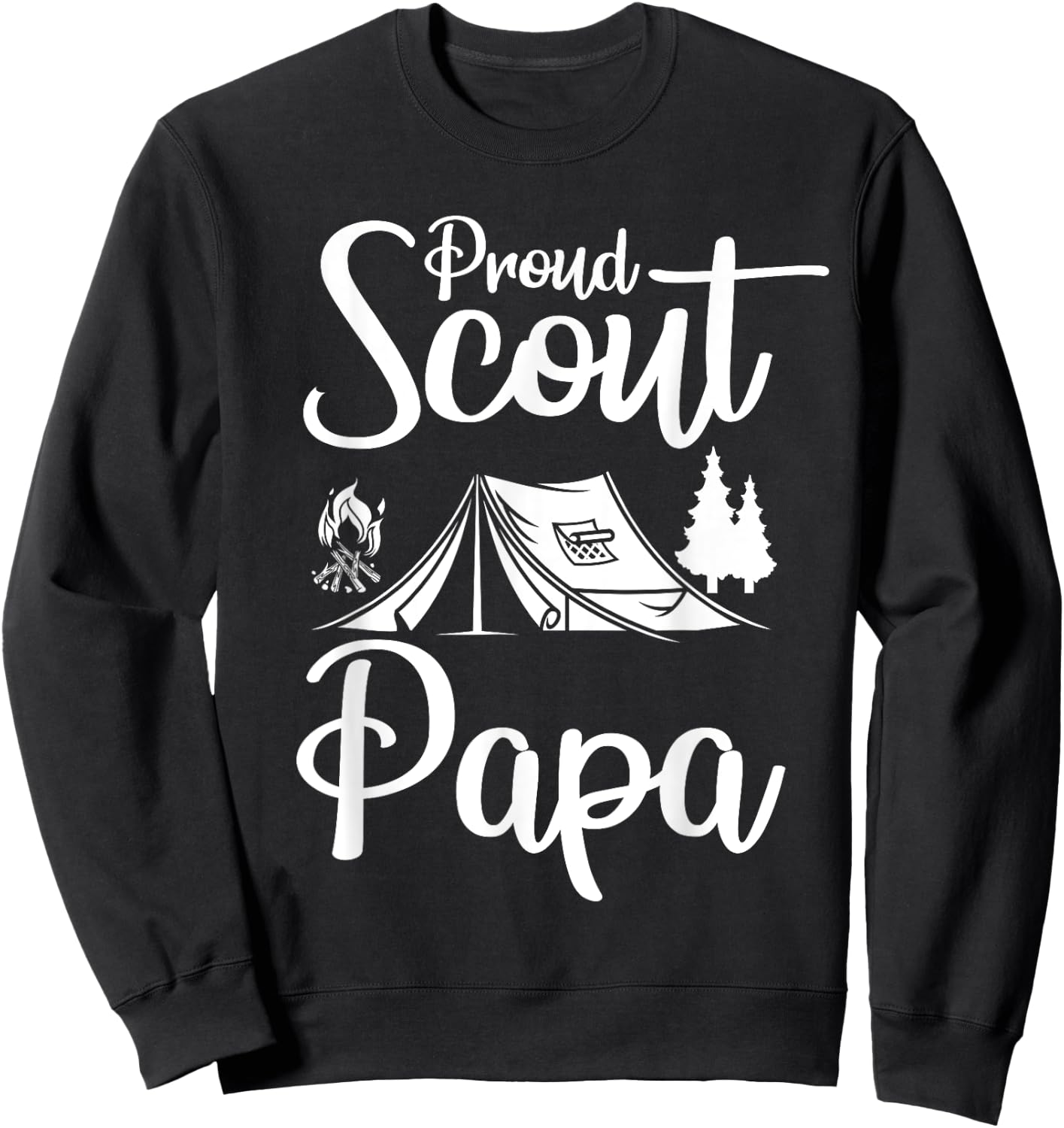 Proud Scout Papa Camping Scouting Tent Scout Dad Leader Sweatshirt - Sweatshirt | Black