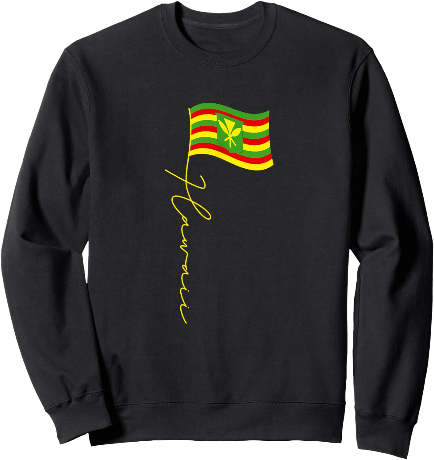 Hawaii Kanaka Maoli Signature Flag Pole - Hawaiian Flag Sweatshirt - Sweatshirt | Black