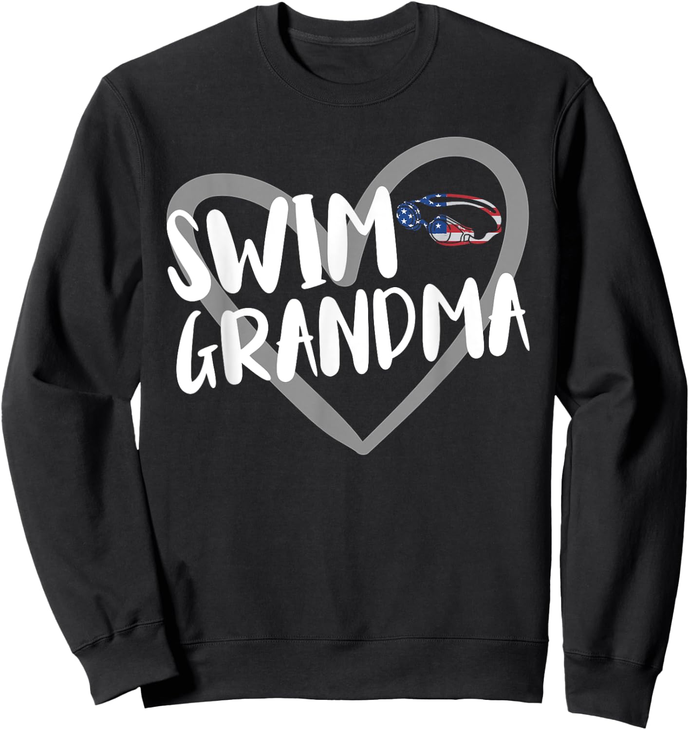 Funny Swimming Swim Grandma USA Flag Sweatshirt - Sweatshirt | Black