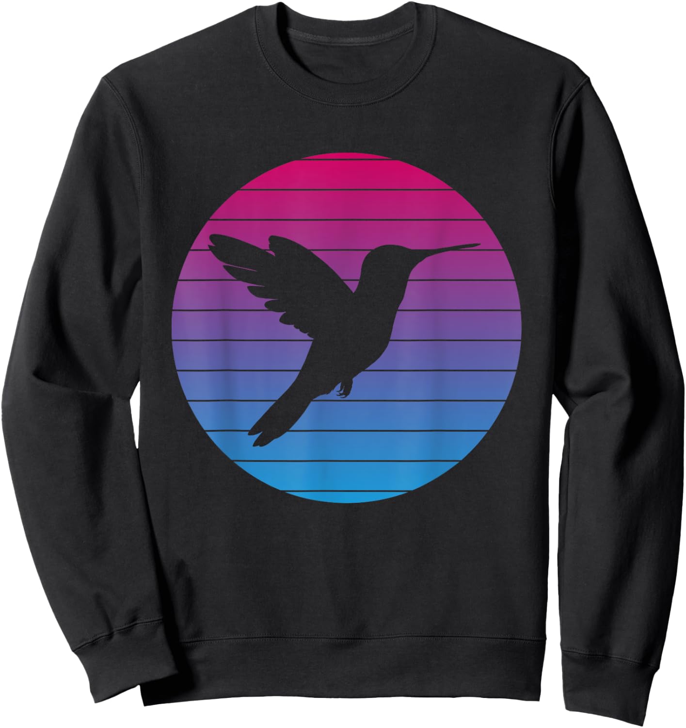 Hummingbird Bird Vintage Bird Design Vintage Sunset Sweatshirt - Sweatshirt | Black