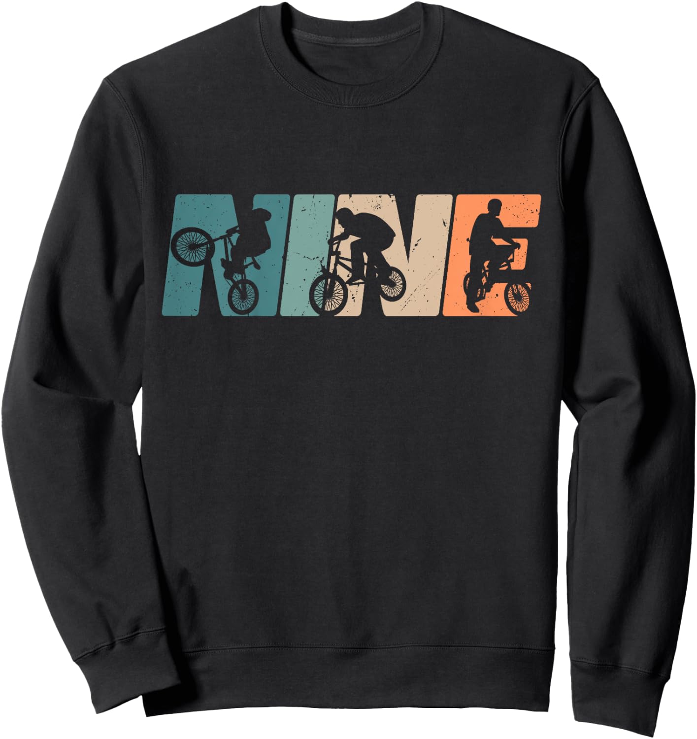 Kids 9 Year Old BMX Rider Birthday Party Boys Dirt Biking 9th Sweatshirt - Sweatshirt | Black
