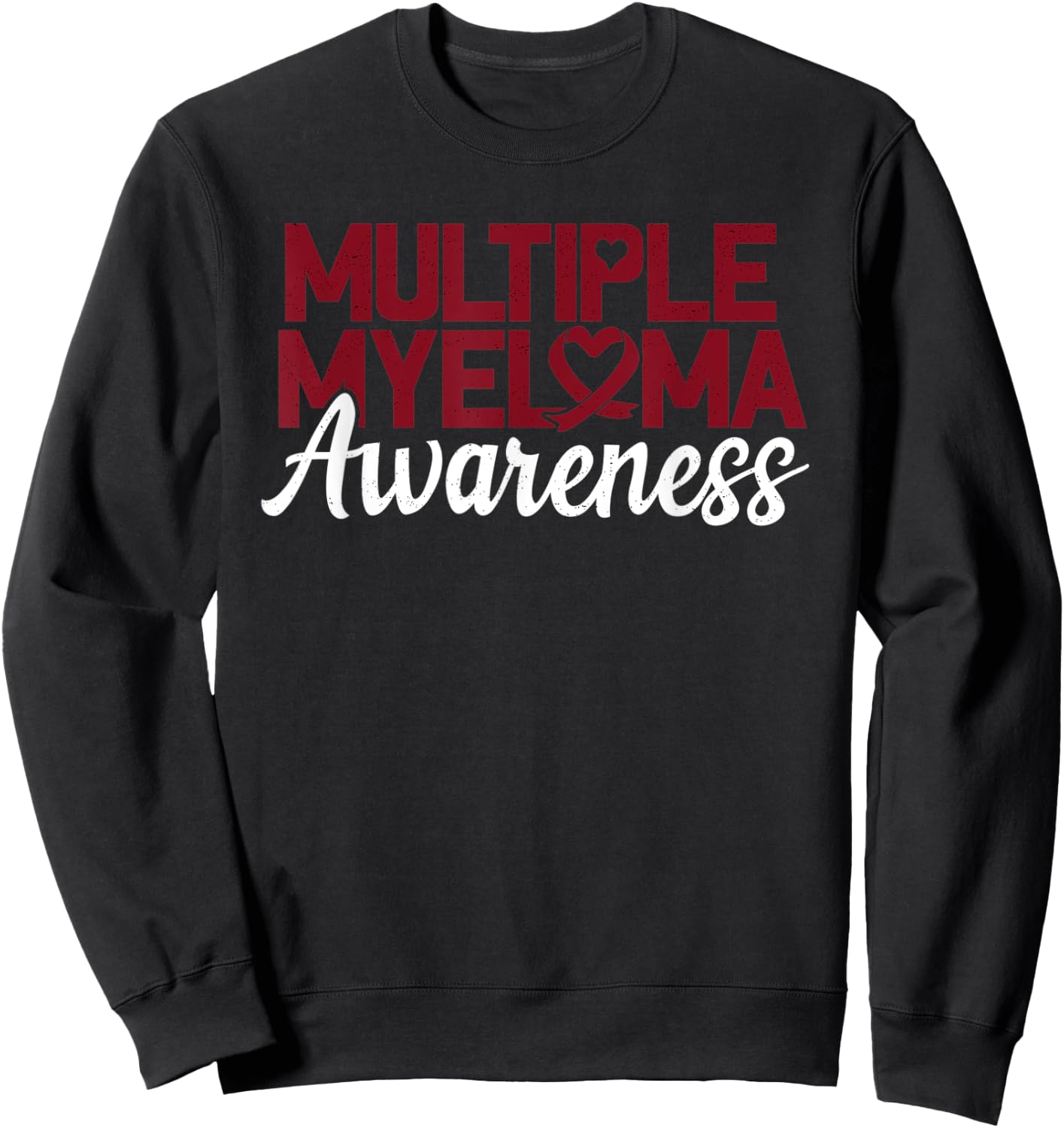 Multiple Myeloma Awareness Blood Cancer Burgundy Ribbon Sweatshirt - Sweatshirt | Black