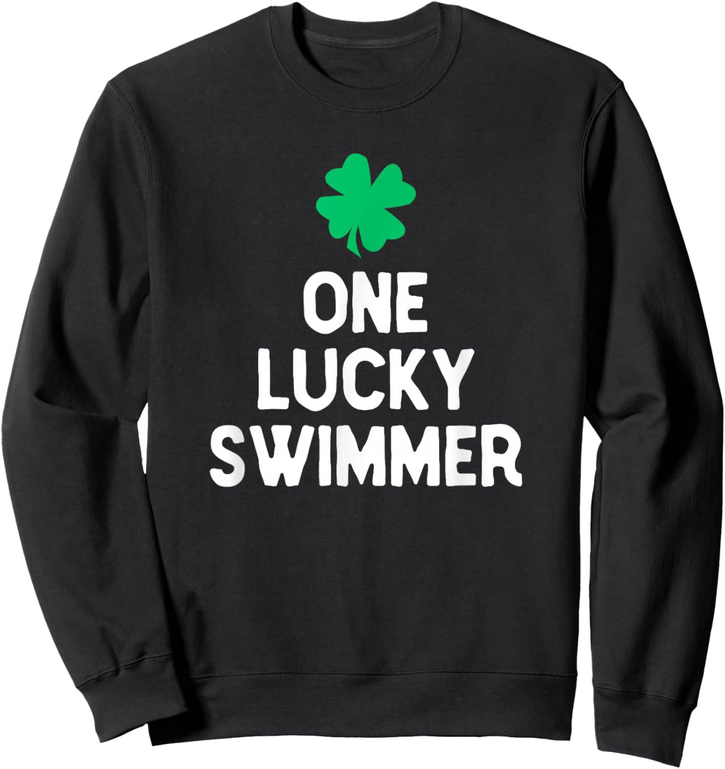 One Lucky Swimmer Irish St Patrick's Day Swimming Sweatshirt - Sweatshirt | Black