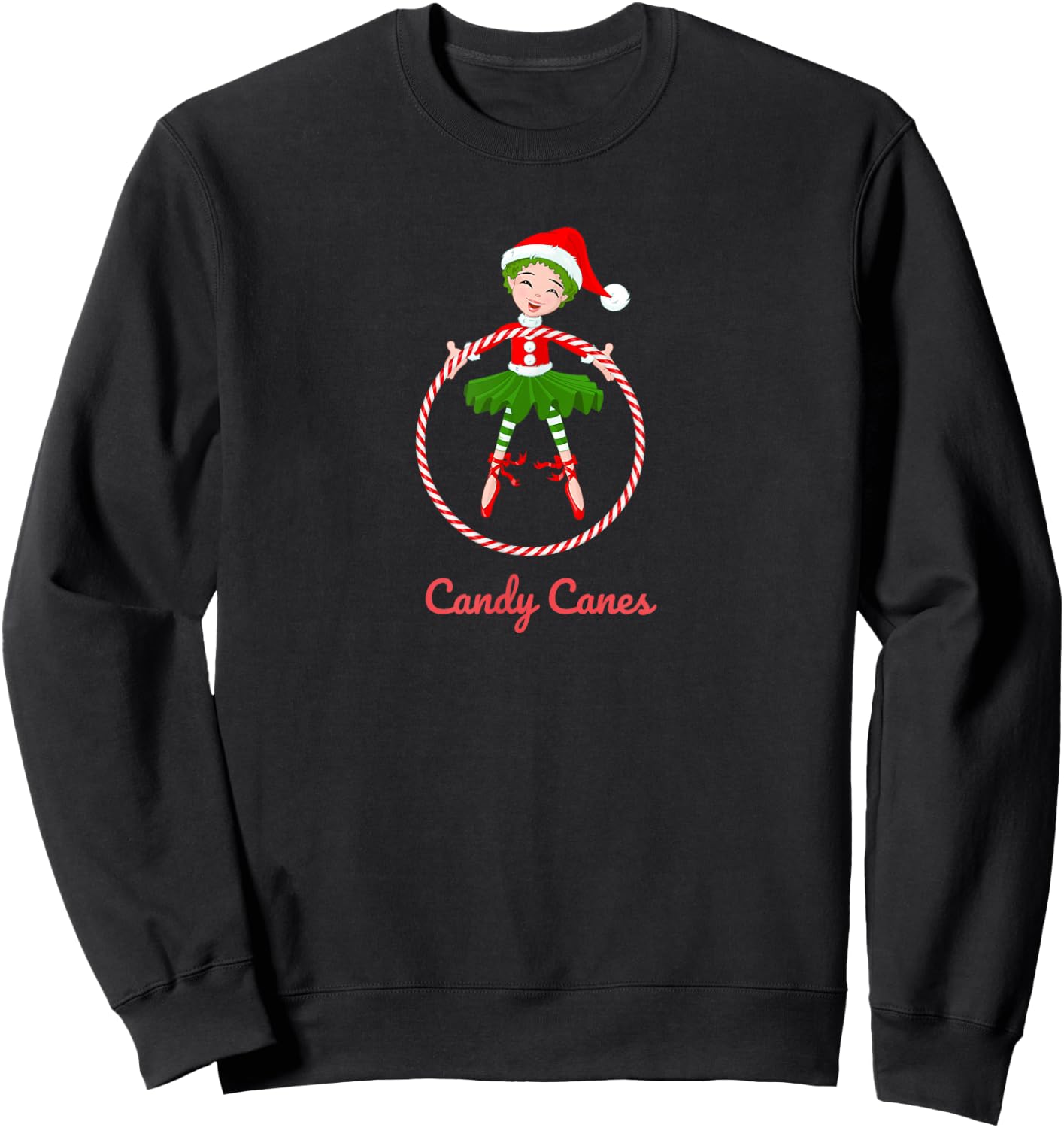 CANDY CANES HOOPS NUTCRACKER Christmas Ballet Dancer Graphic Sweatshirt - Sweatshirt | Black