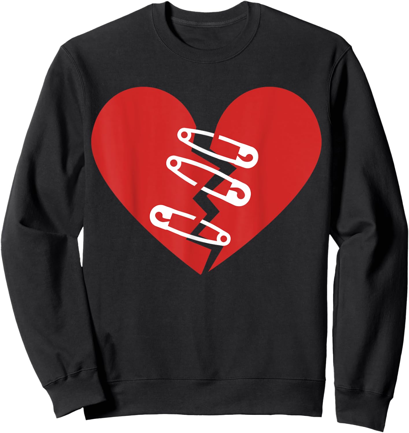 Broken Heart and Safety Pins Heartbreak For Funny Women's Sweatshirt - Sweatshirt | Black
