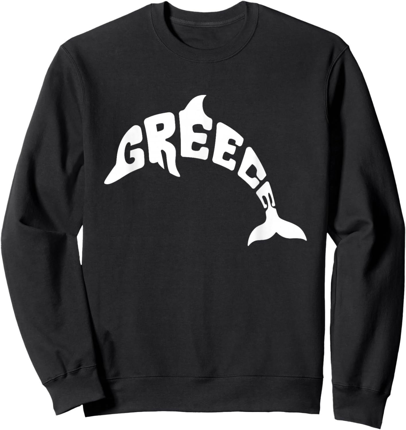 Greece Dolphin Word Art - Cute Animal Sweatshirt - Sweatshirt | Black