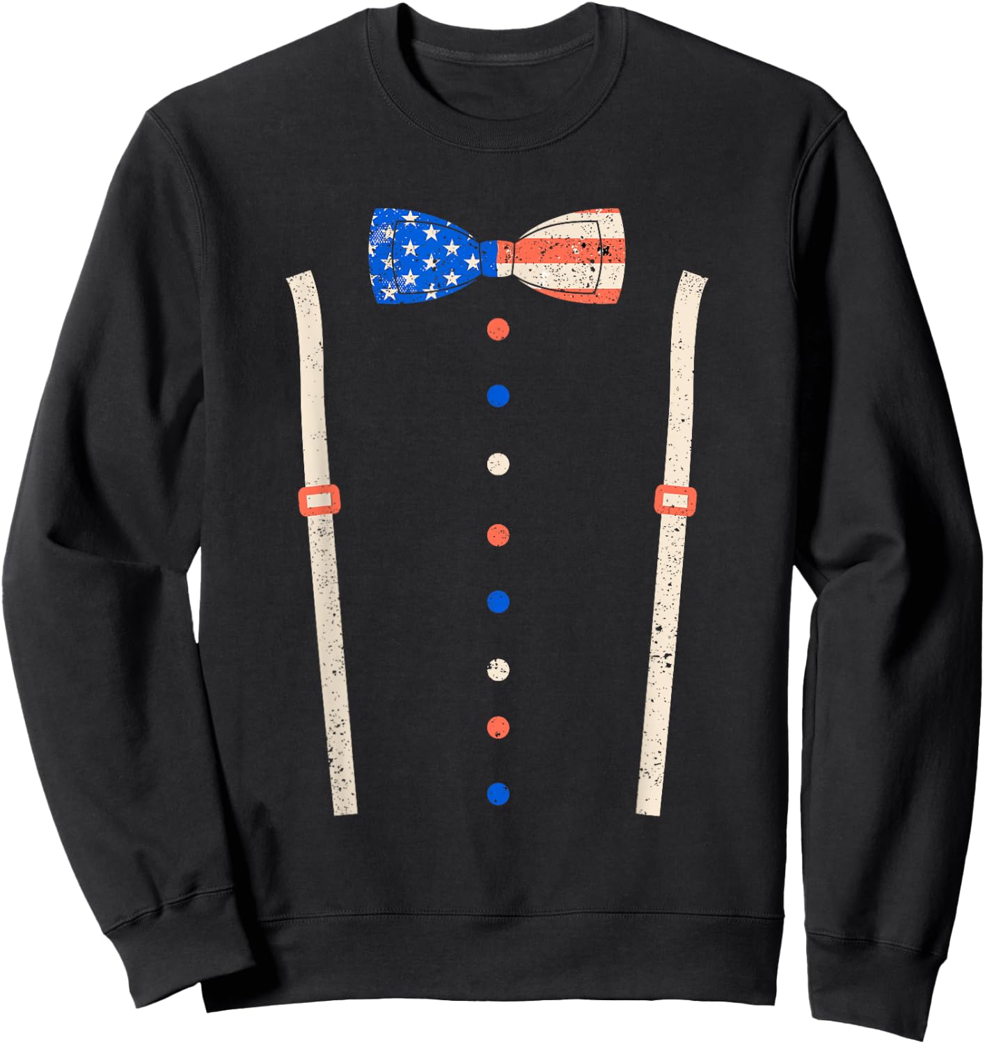 Cummerbund Bow Tie Suspenders USA Flag Tuxedo Costume Sweatshirt - Sweatshirt | Black