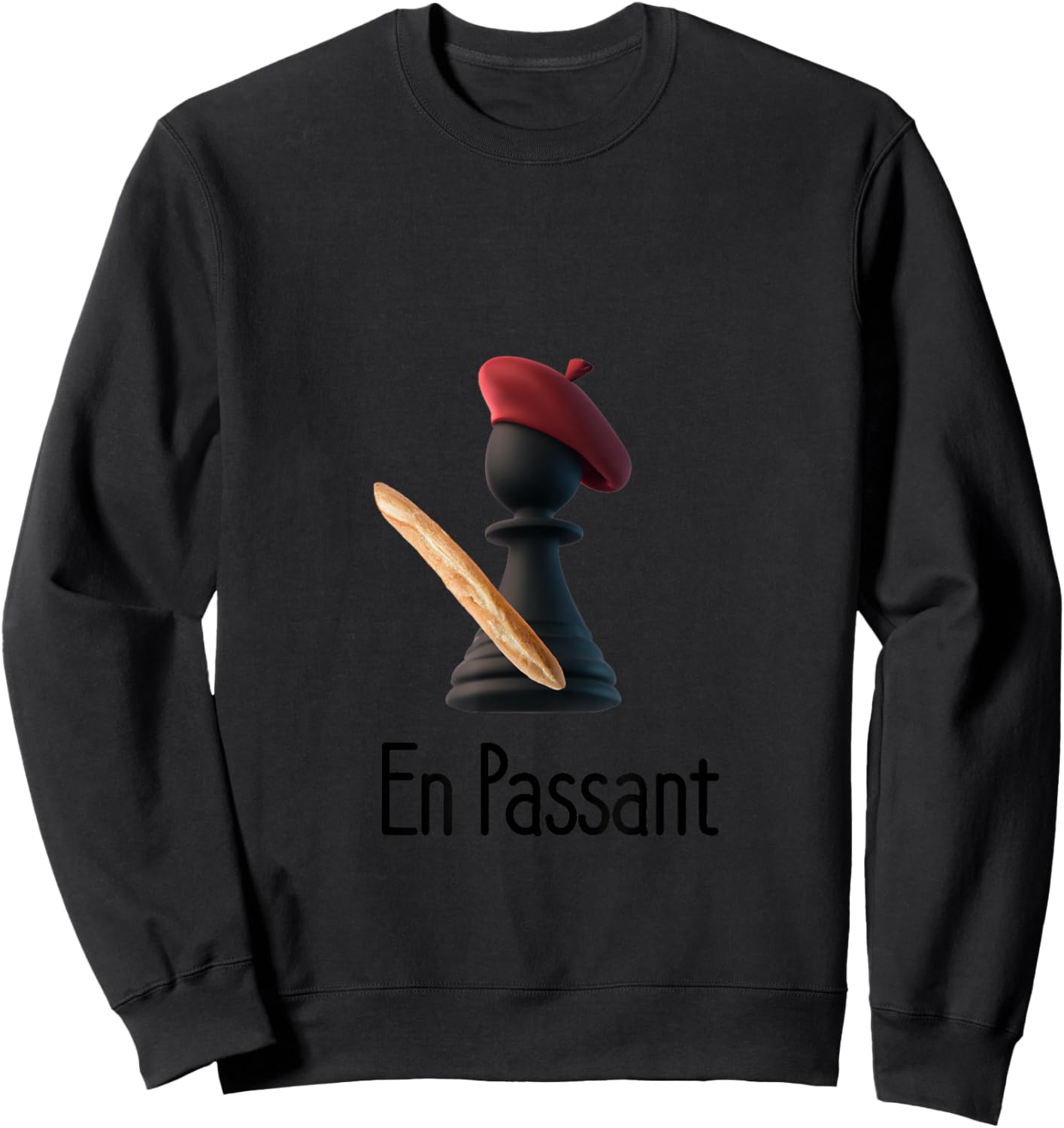 ChessTees En Passant Checkmate Chess Themed , -Adults, Grey, Small, Short Sleeve Sweatshirt - Sweatshirt | Black