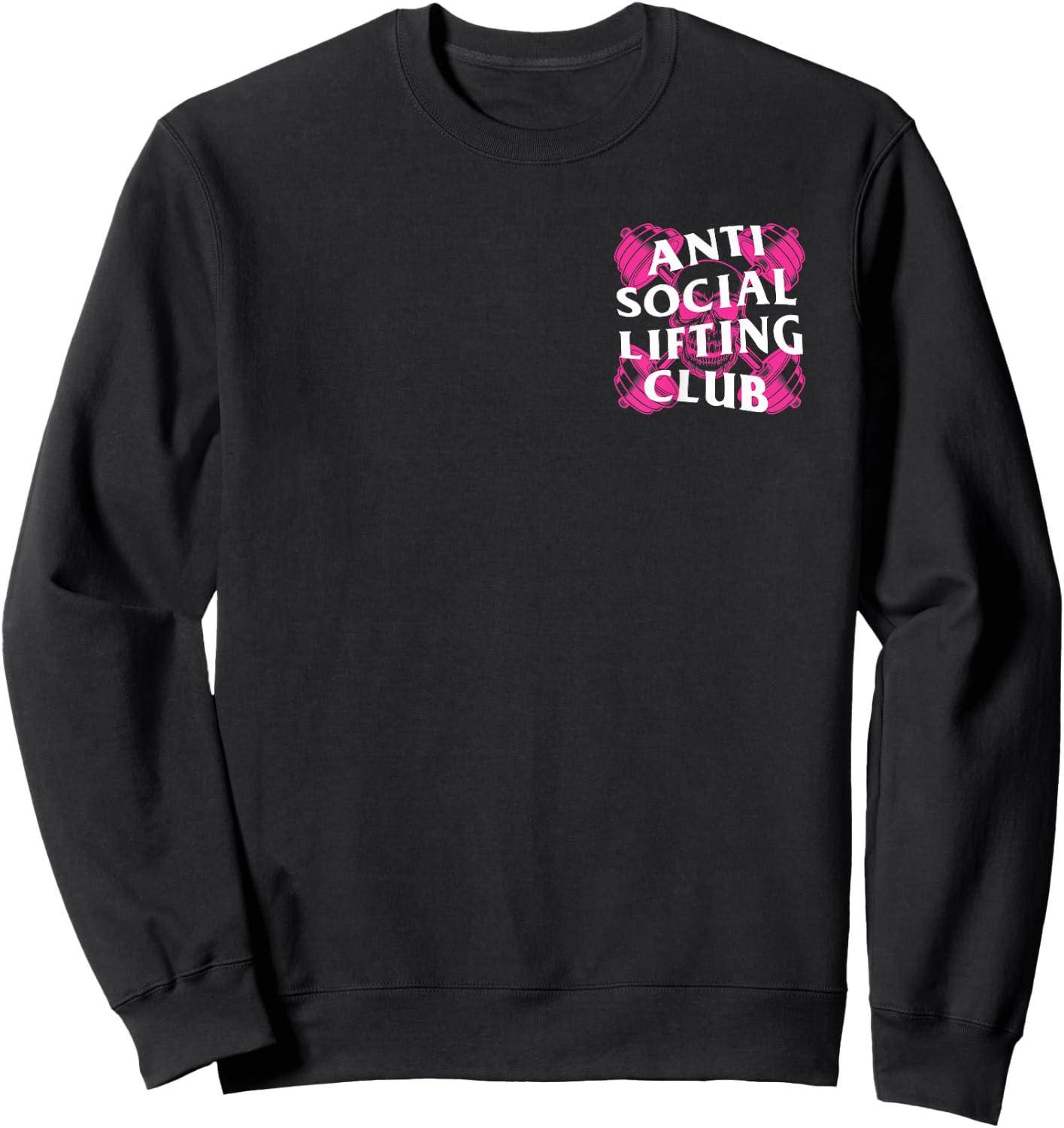 Anti Social Lifting Club: Barbells Crossed Skull (Hot Pink) Sweatshirt - Sweatshirt | Black