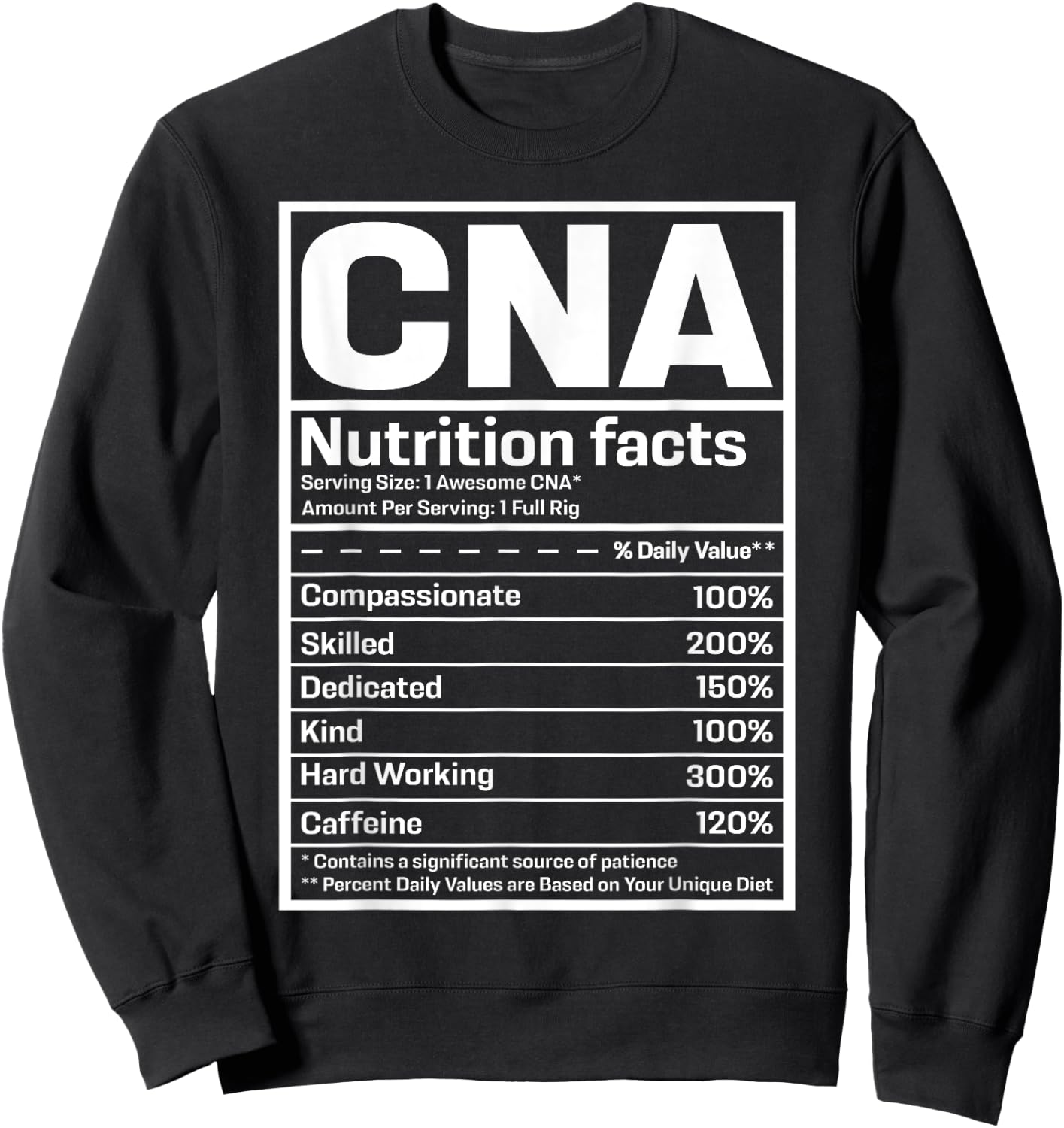 CNA Certified Nursing Assistant Gifts CNA Humor Black -Adults Small Short Sleeve Regular Fit Modern Humor Professional Use Sweatshirt - Sweatshirt | Black