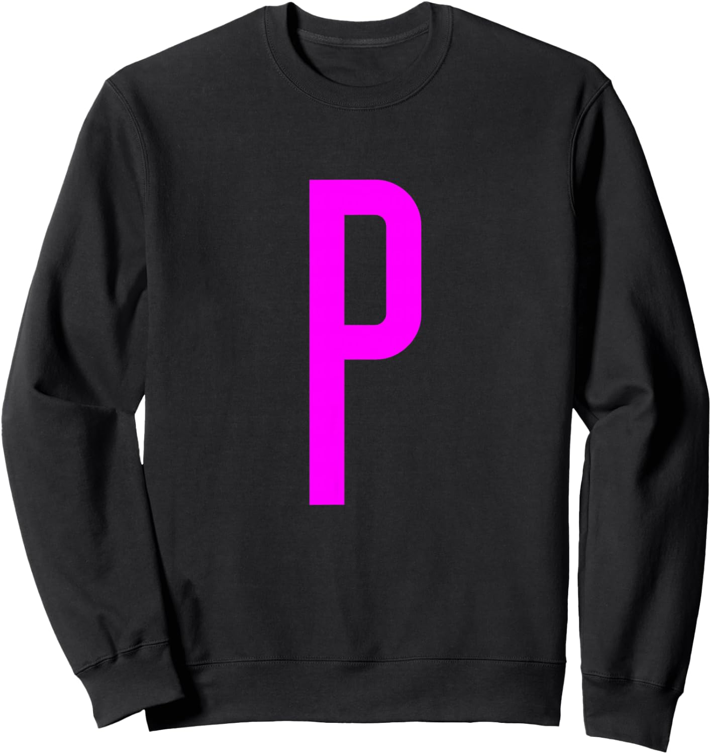 Letter P Magenta Initial Monogram Sweatshirt - Sweatshirt | Black