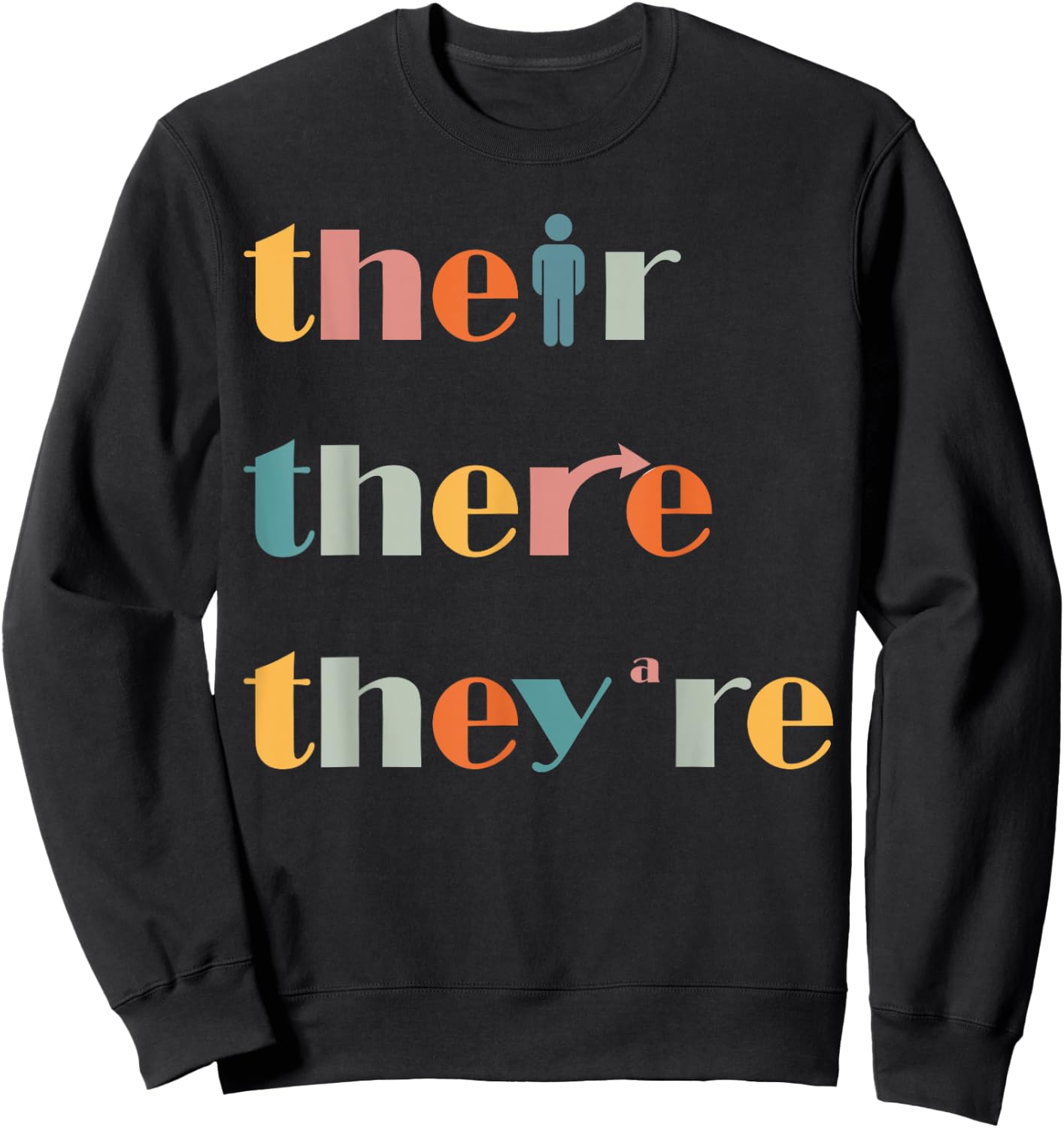 Their There They're English Teacher Grammar Explanation Men Women Sweatshirt - Sweatshirt | Black