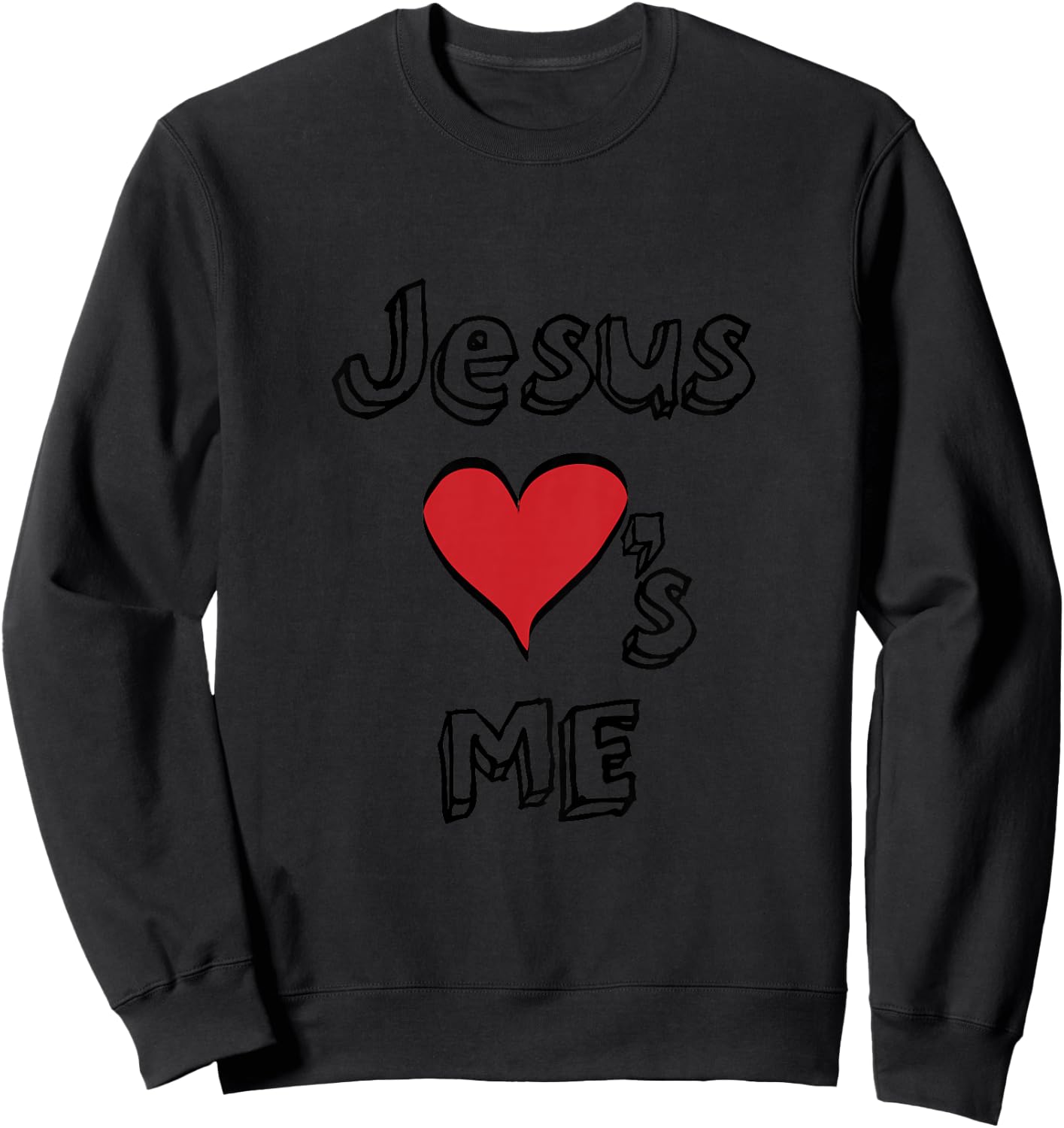 Jesus Loves Me Heart Boys Girls Youth Toddler Christian God Sweatshirt - Sweatshirt | Black