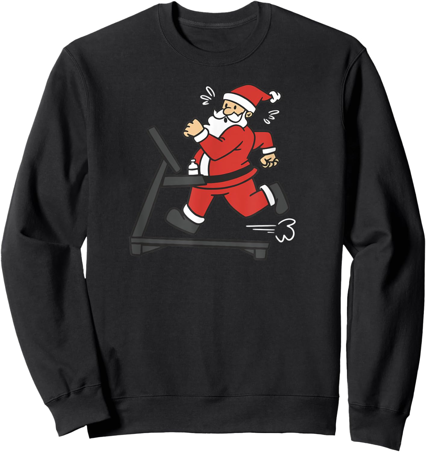 Santa Claus Treadmill Christmas Cardio Calories Fitness Fun Sweatshirt - Sweatshirt | Black