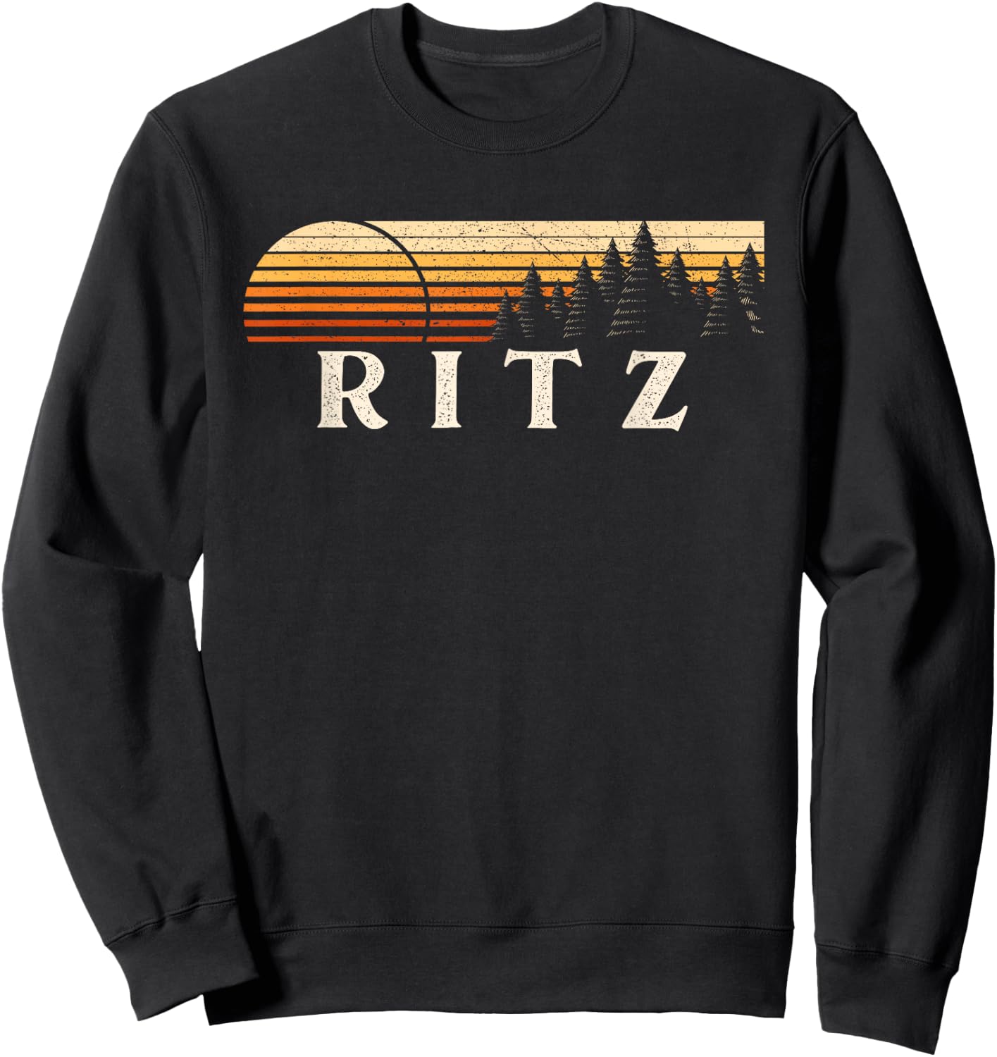 Ritz, AR Vintage Evergreen Sunset Eighties Retro Sweatshirt - Sweatshirt | Black