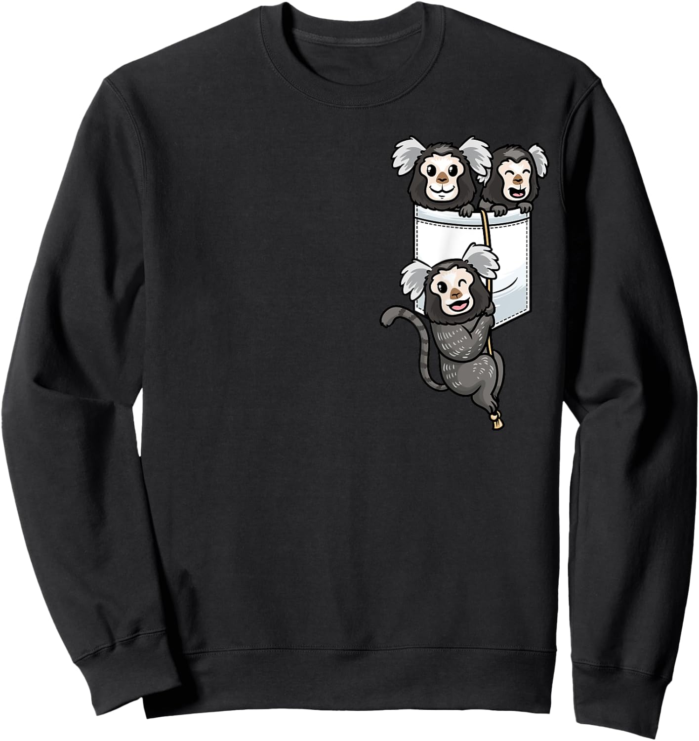 Marmoset Monkey In Pocket Sweatshirt - Sweatshirt | Black
