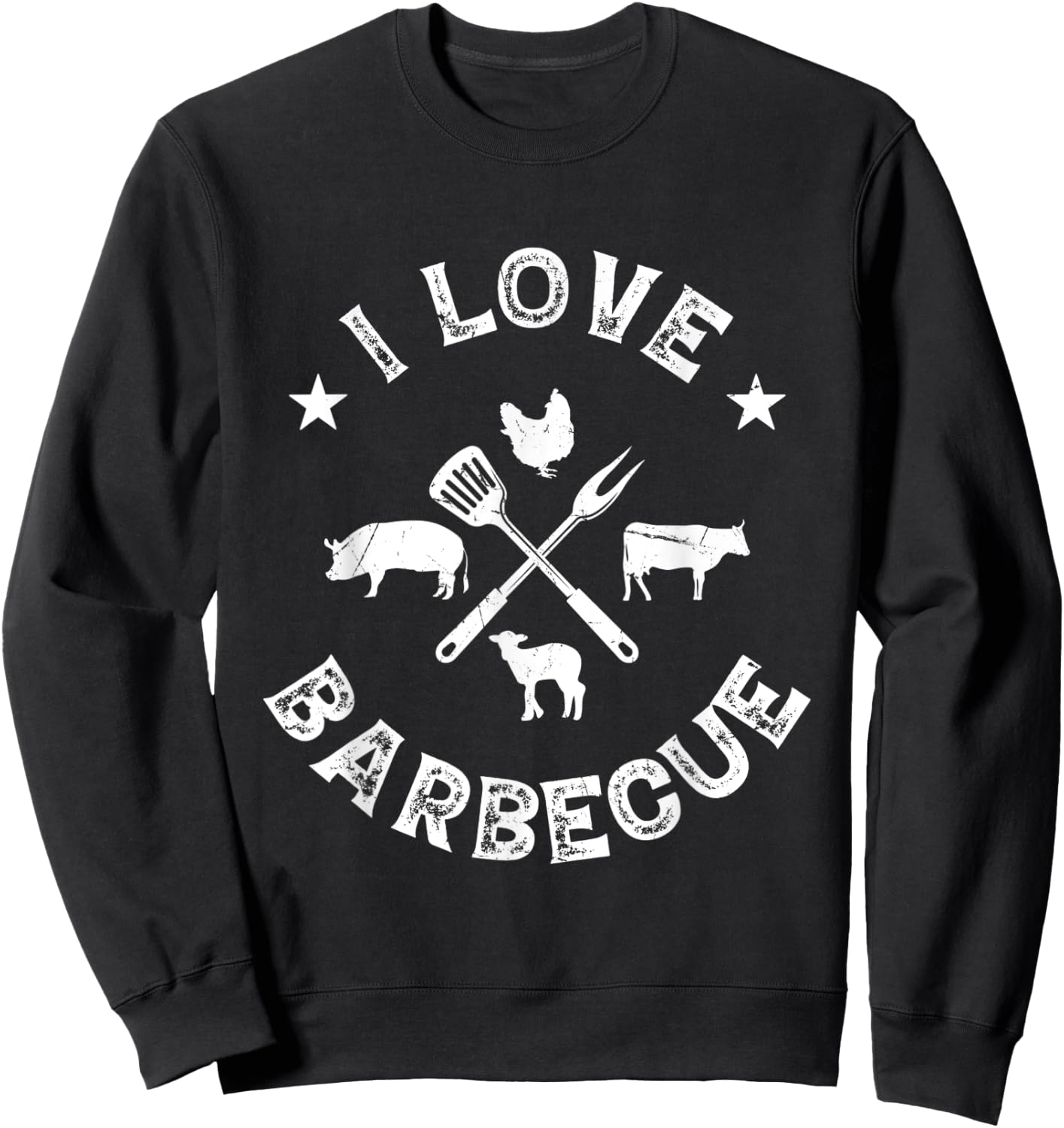 I Love Barbecue Grilling Chef BBQ Meat Lover BBQ Grill Chefs Sweatshirt - Sweatshirt | Black