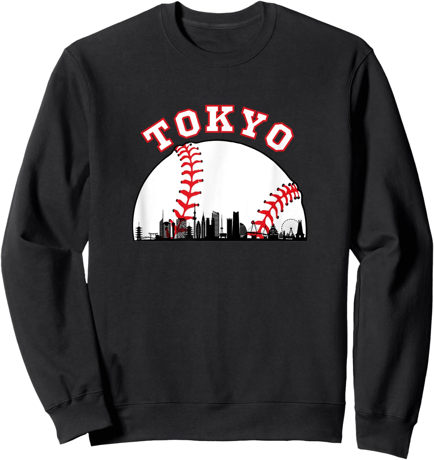 Tokyo Baseball Shirt Tokyo Japan Cityscape Tokyo Skyline Sweatshirt - Sweatshirt | Black