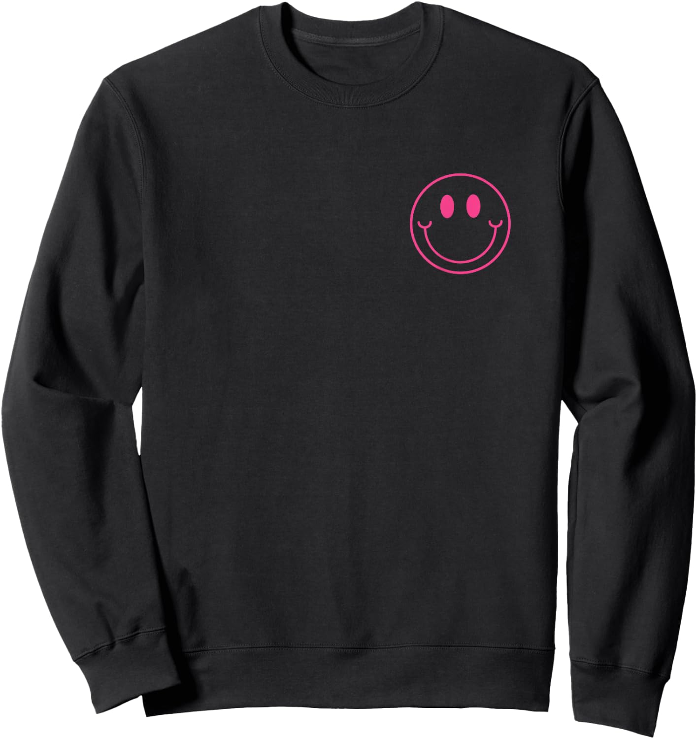 Minimalist Smile Face Shirt Happy Smiling Face Pocket Logo Sweatshirt - Sweatshirt | Black