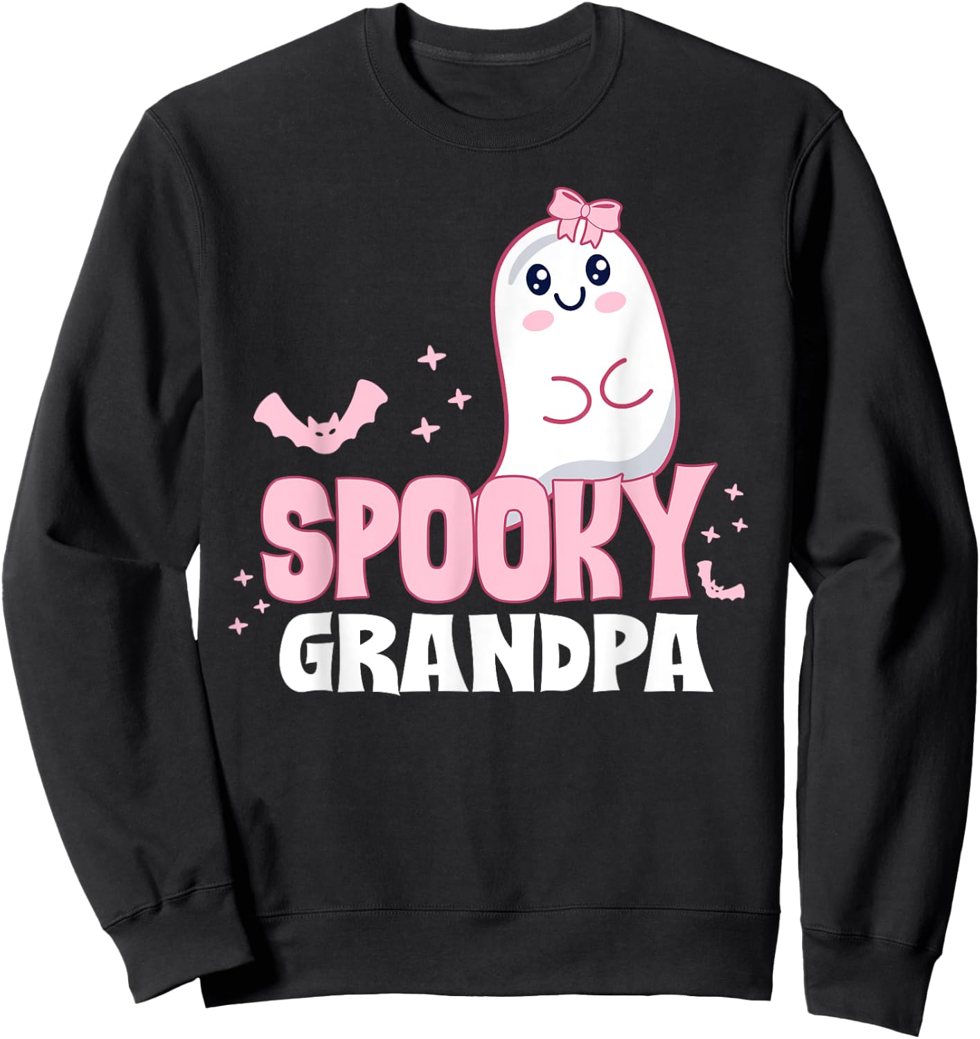 Spooky Grandpa Family Cute Pink White Ghost Boo Halloween Sweatshirt - Sweatshirt | Black