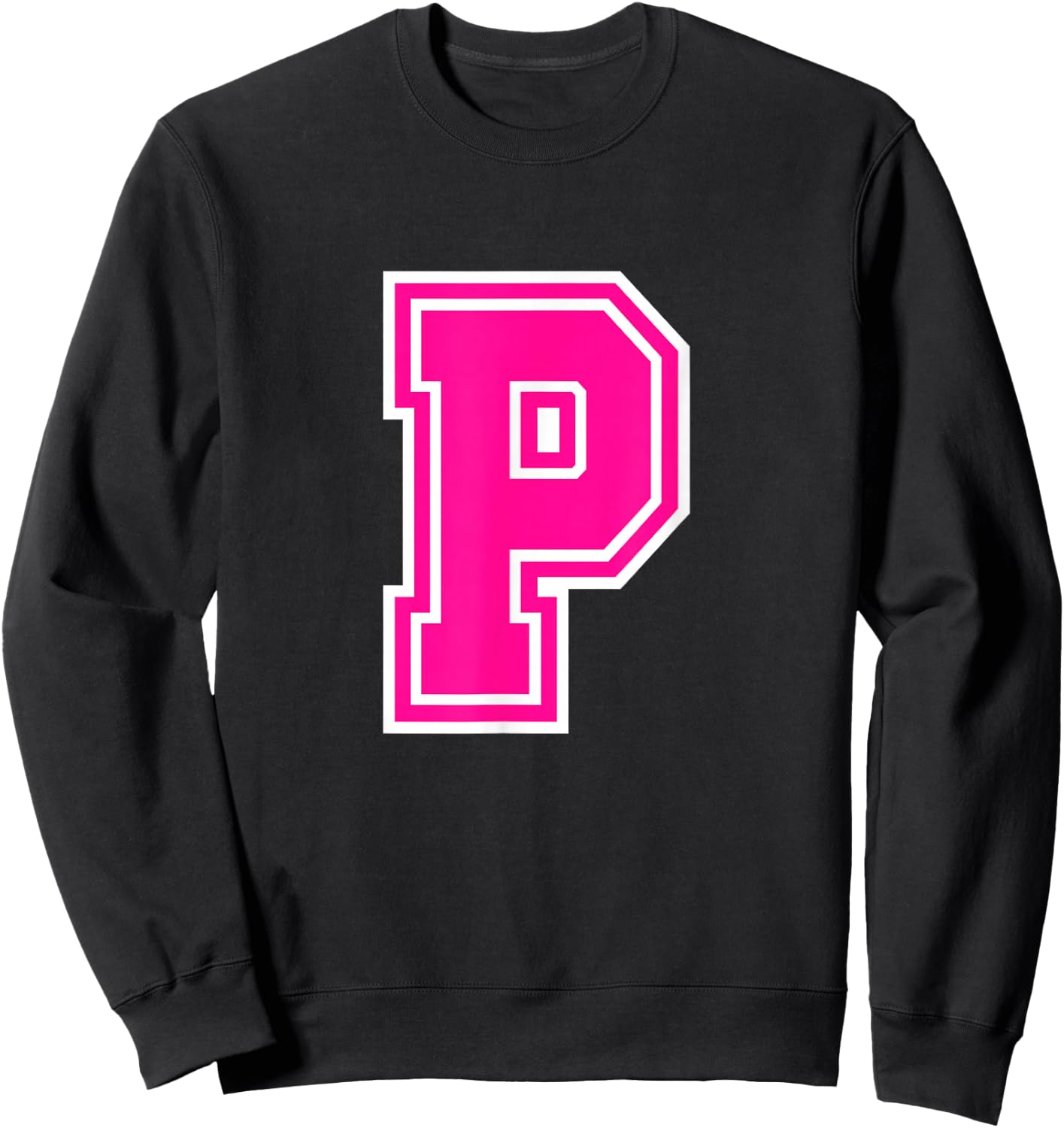 Letter P Pink Monogram Initial Sweatshirt - Sweatshirt | Black