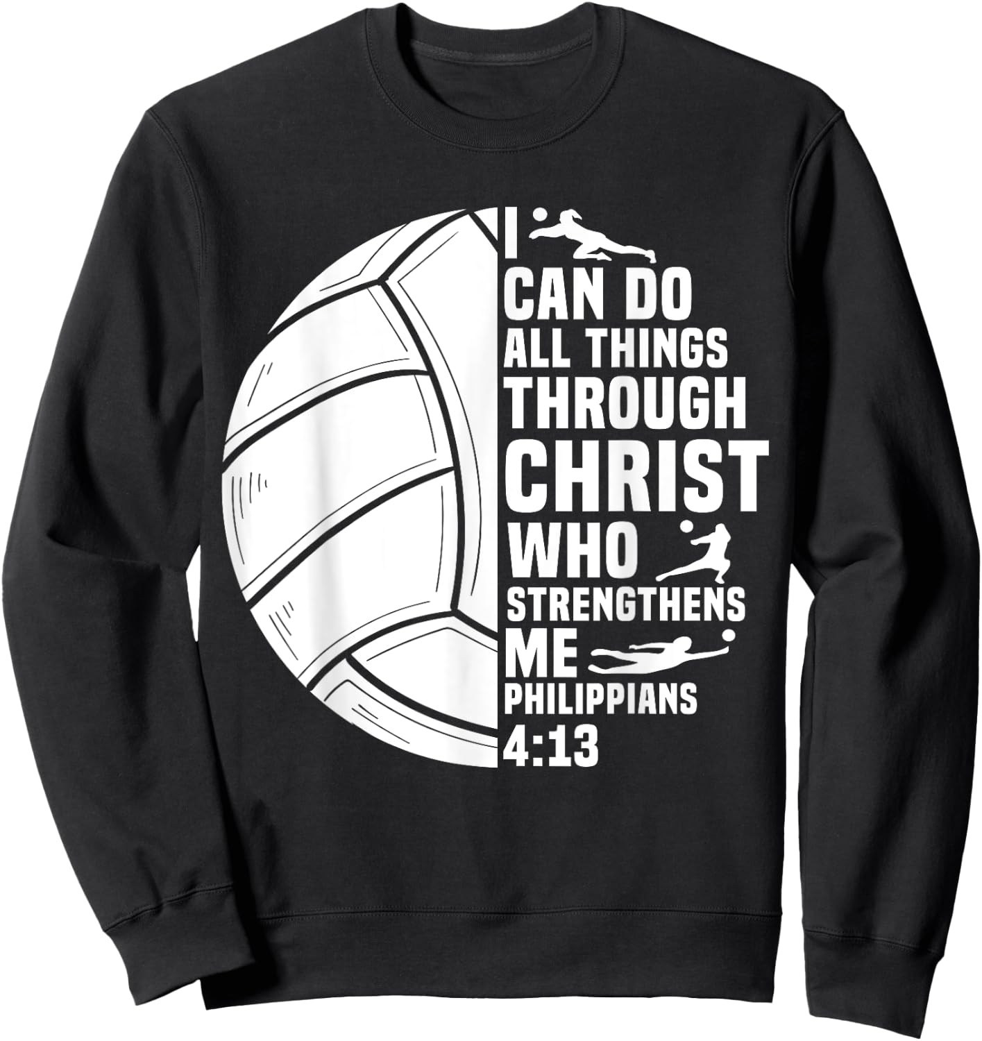 Funny Volleyball Christian Design Women Boys Girls Sweatshirt - Sweatshirt | Black