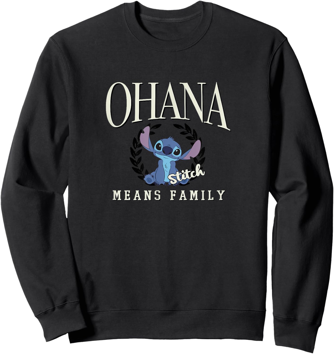 Disney Lilo & Stitch Ohana Means Family Cute Stitch Logo Sweatshirt - Sweatshirt | Black
