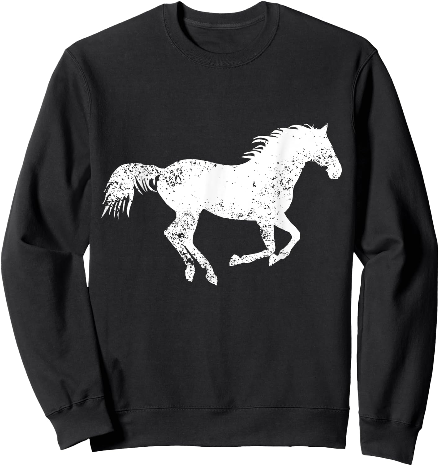 Equestrian Distressed Horse Print - Vintage Horse Sweatshirt - Sweatshirt | Black